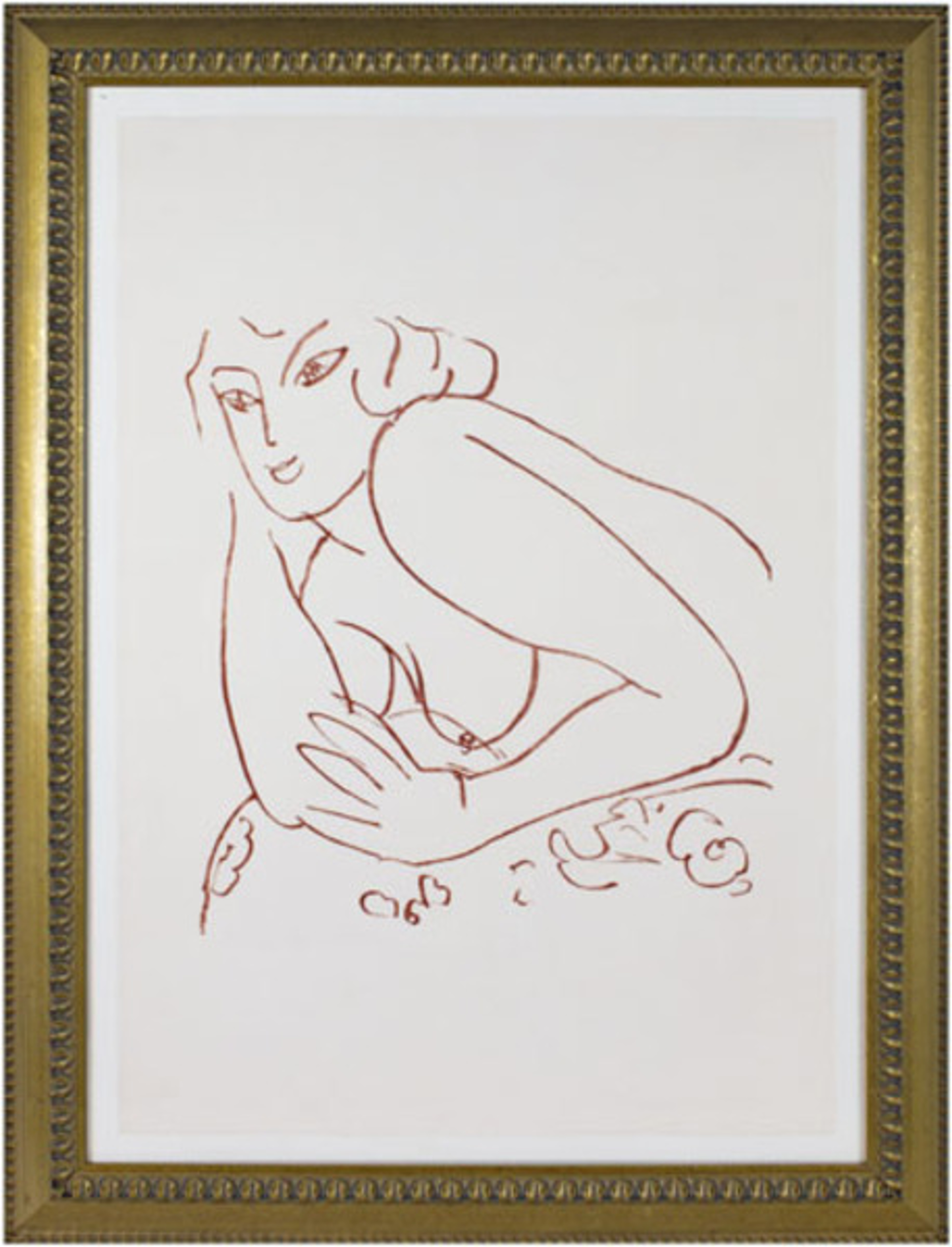 Nude Contemplating (from Florilege des Amours de Ronsard Portfolio) by Henri Matisse