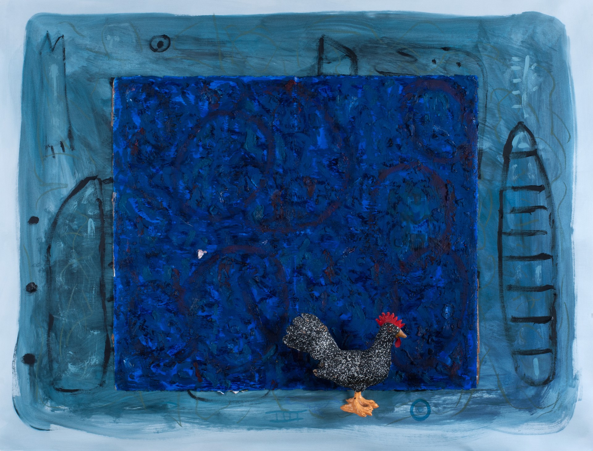 Rooster in a Blue Night by Floyd Newsum