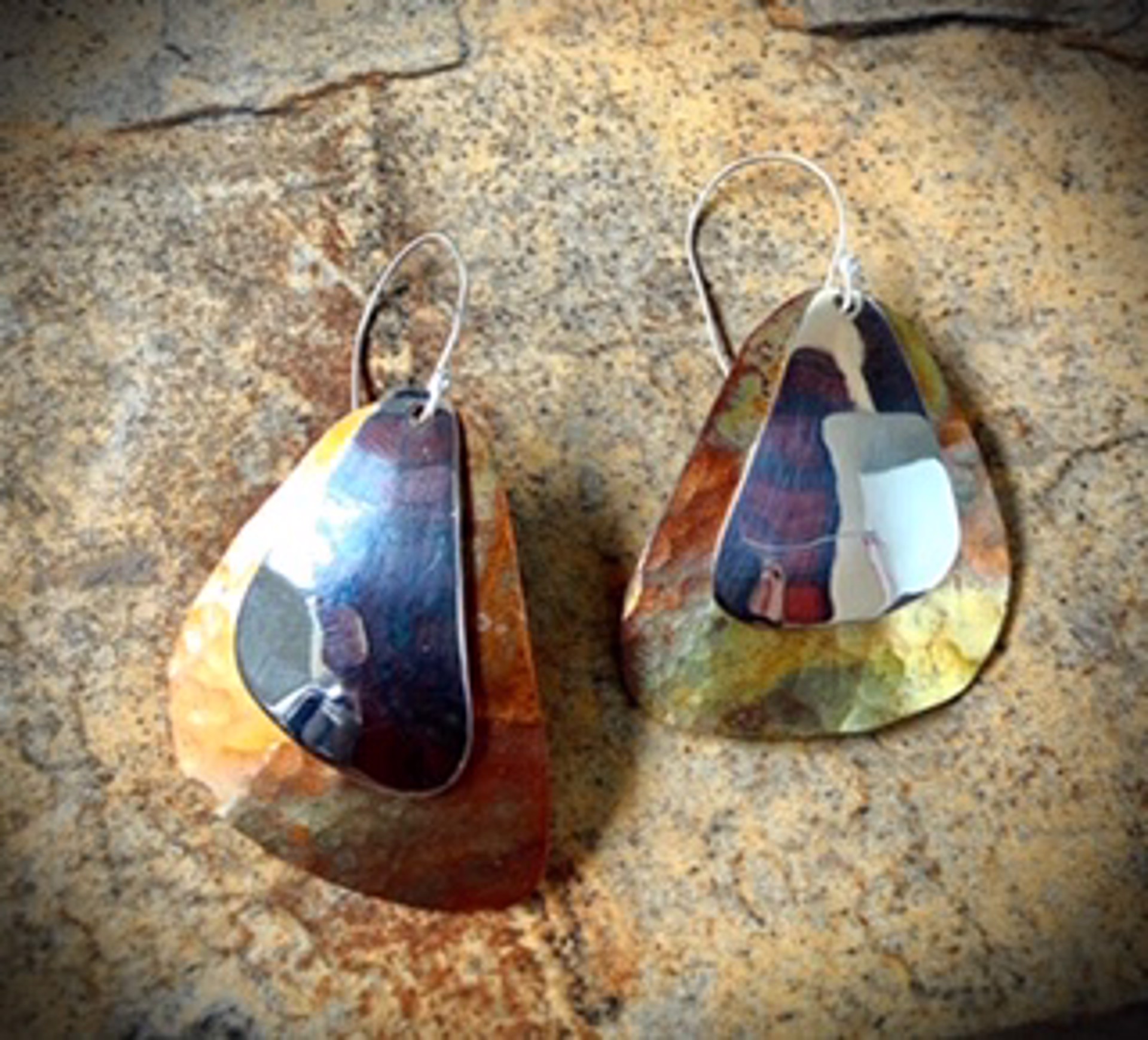 Earrings - Copper & Sterling Silver  #1015 by Vesta Abel