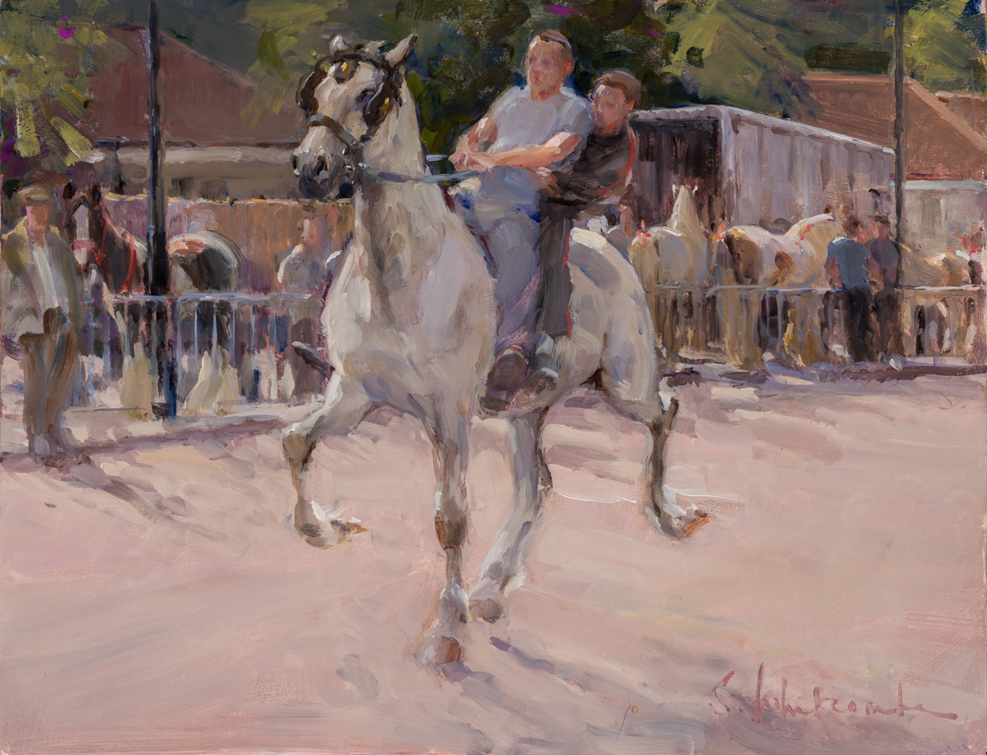 Trotting on the Grey Wickham Horse Fair by Susie Whitcombe