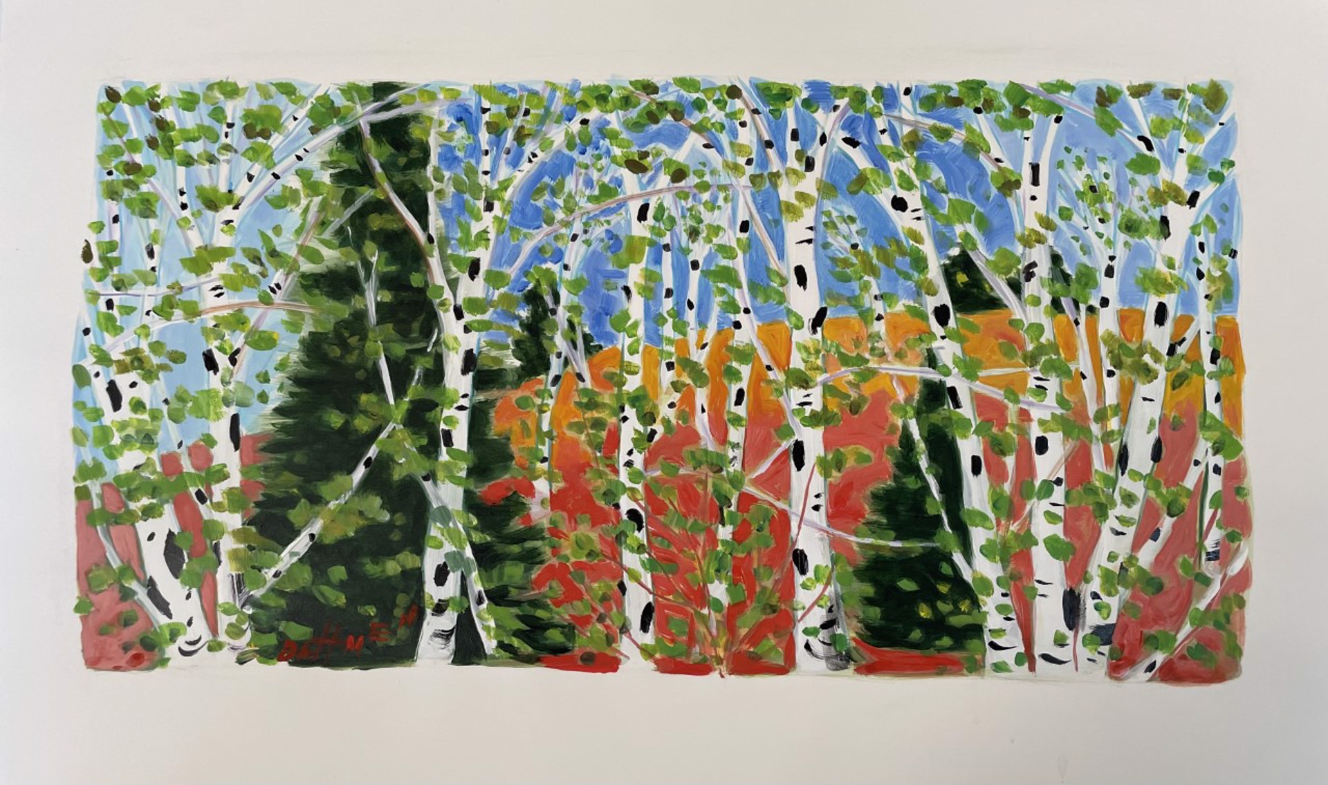 Birches on River by Jane Dahmen