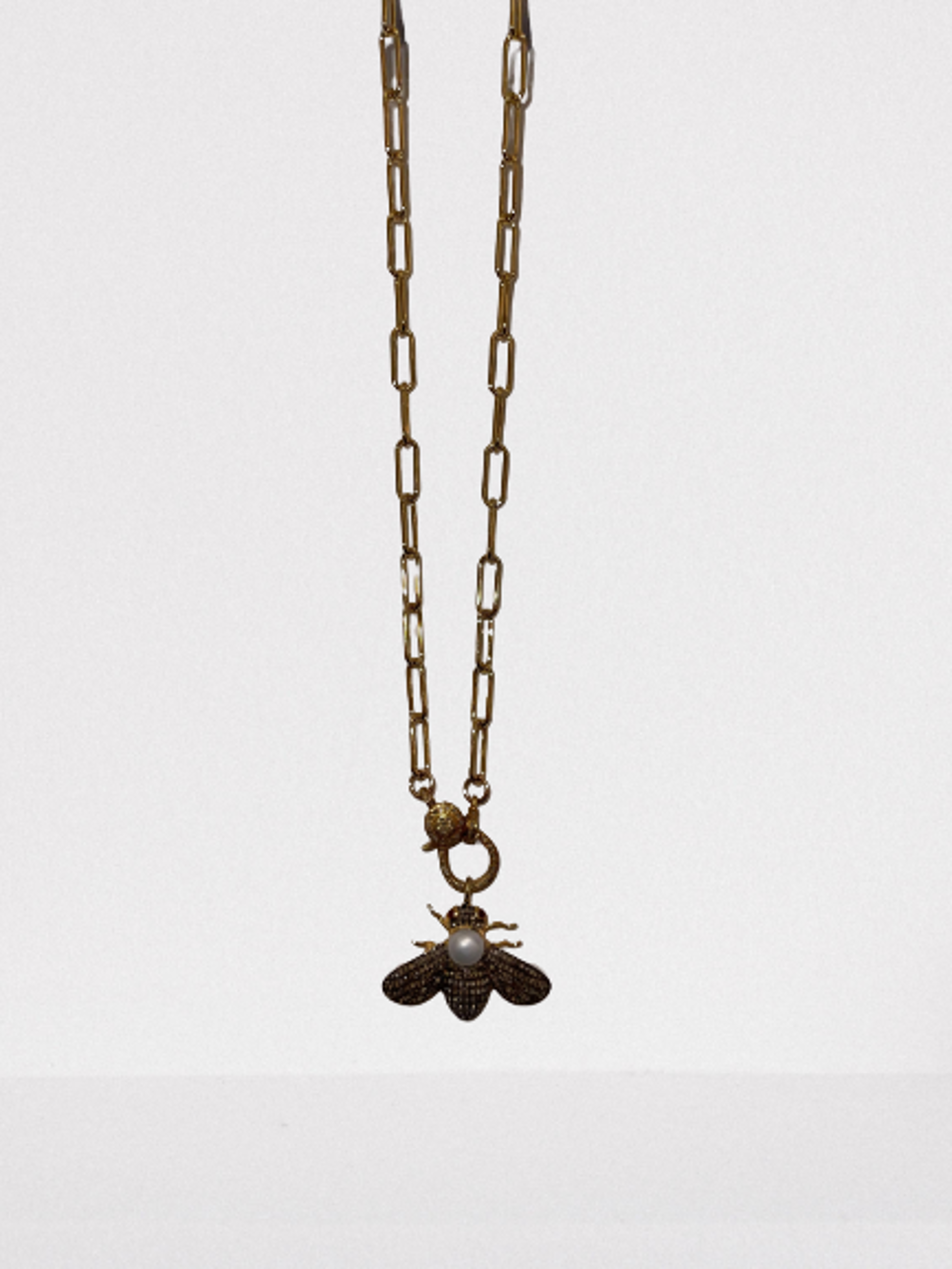 Gold Vermeil Paper Clip Chain Necklace with Diamond Lobster Clasp by Karen Birchmier