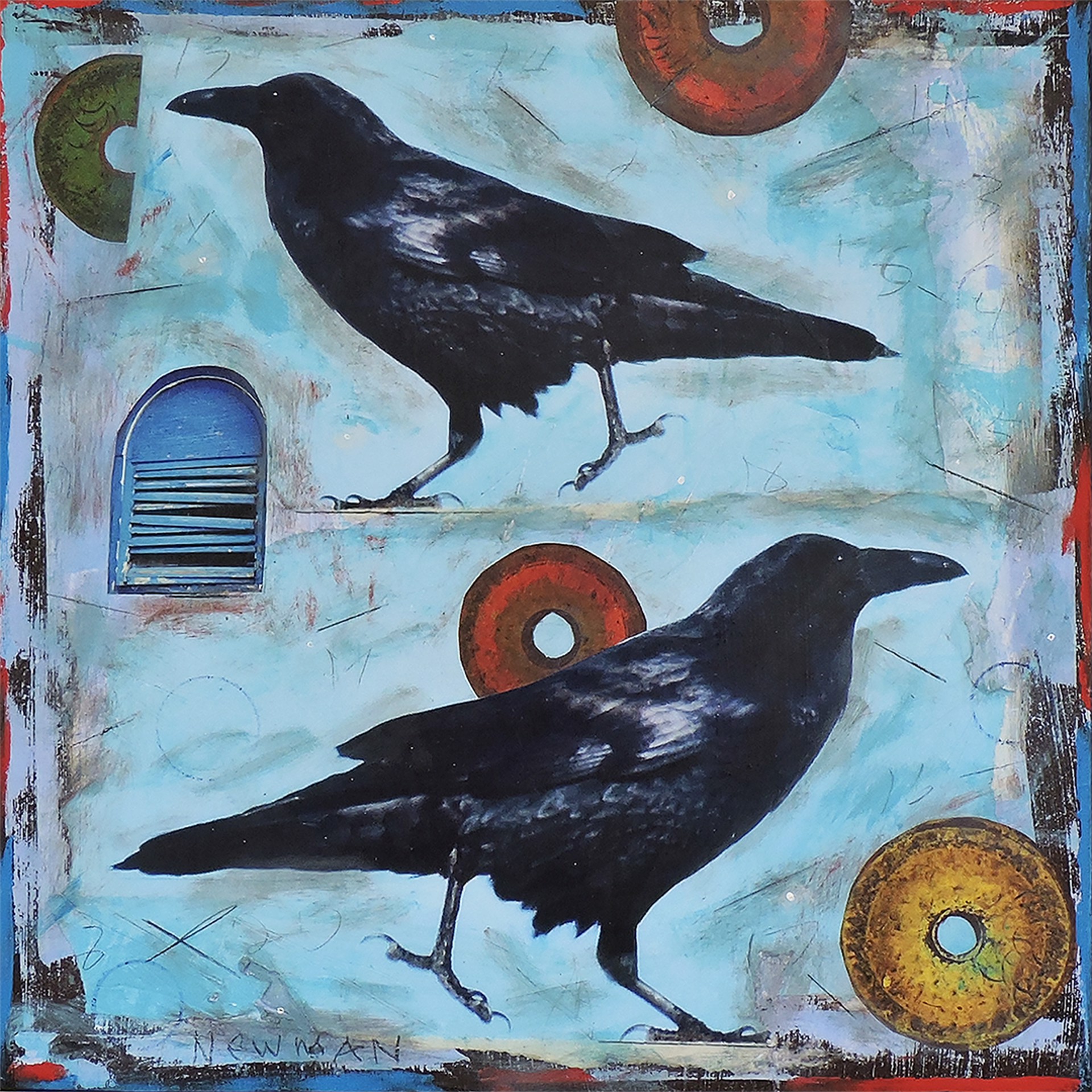 Ravens & Blue Window by Dave Newman