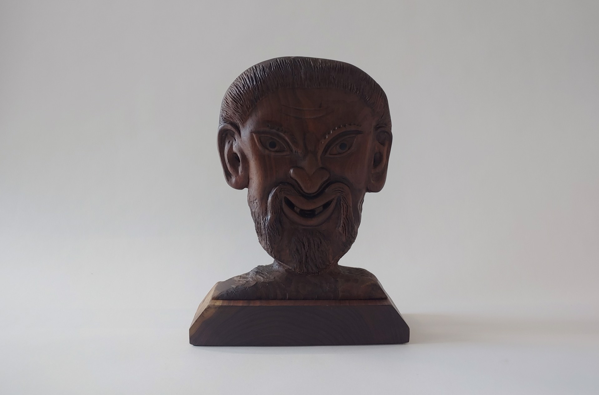 Satyr Bust - Wood Sculpture by David Amdur