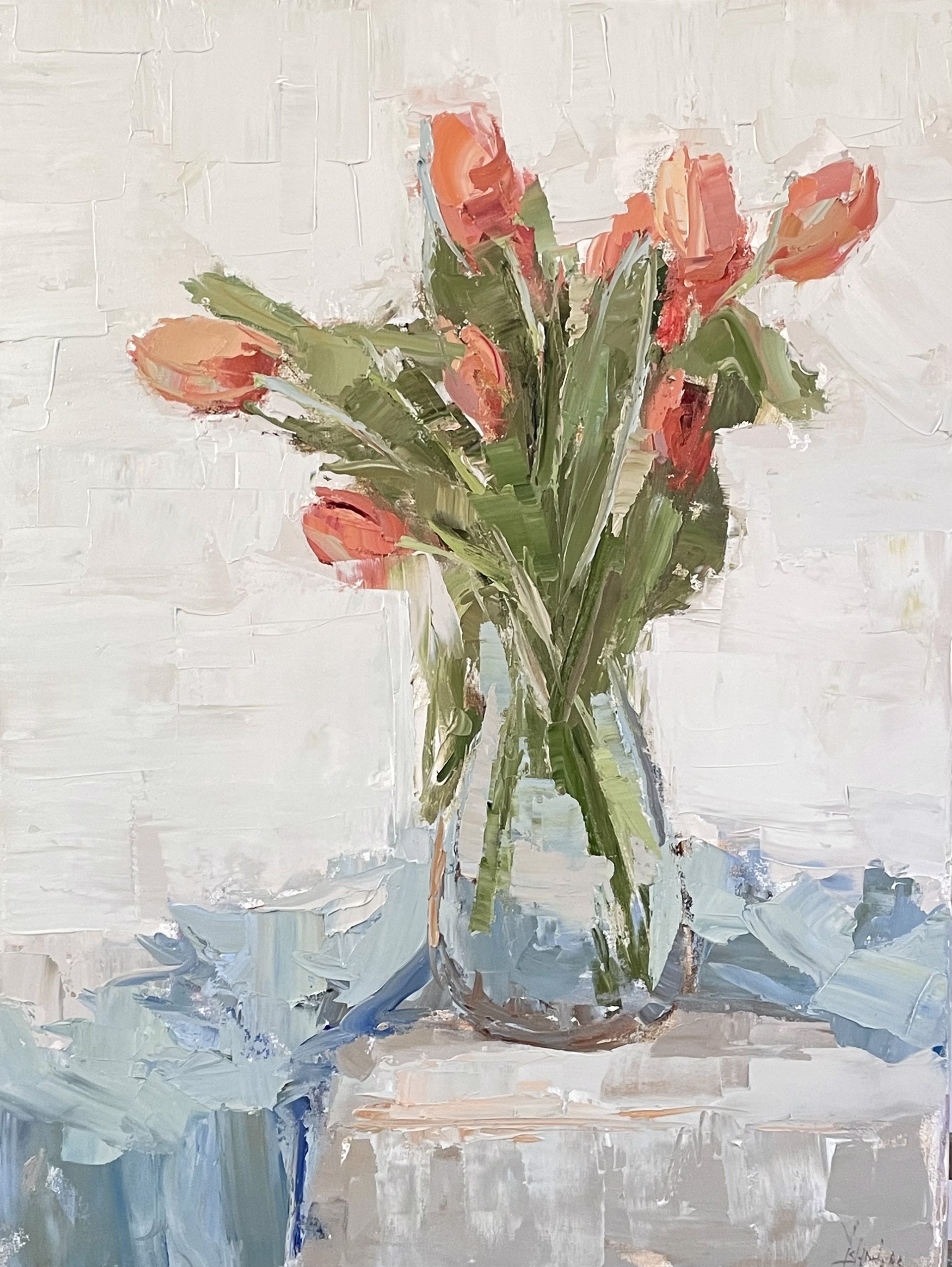 Coral Tulips by Barbara Flowers