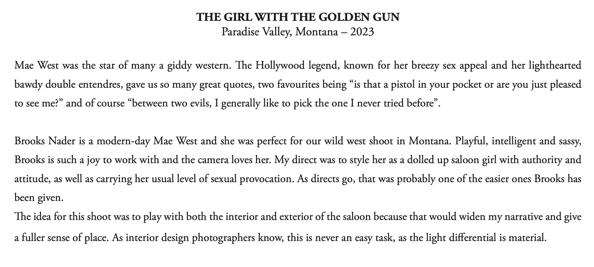 The Girl With The Golden Gun by David Yarrow
