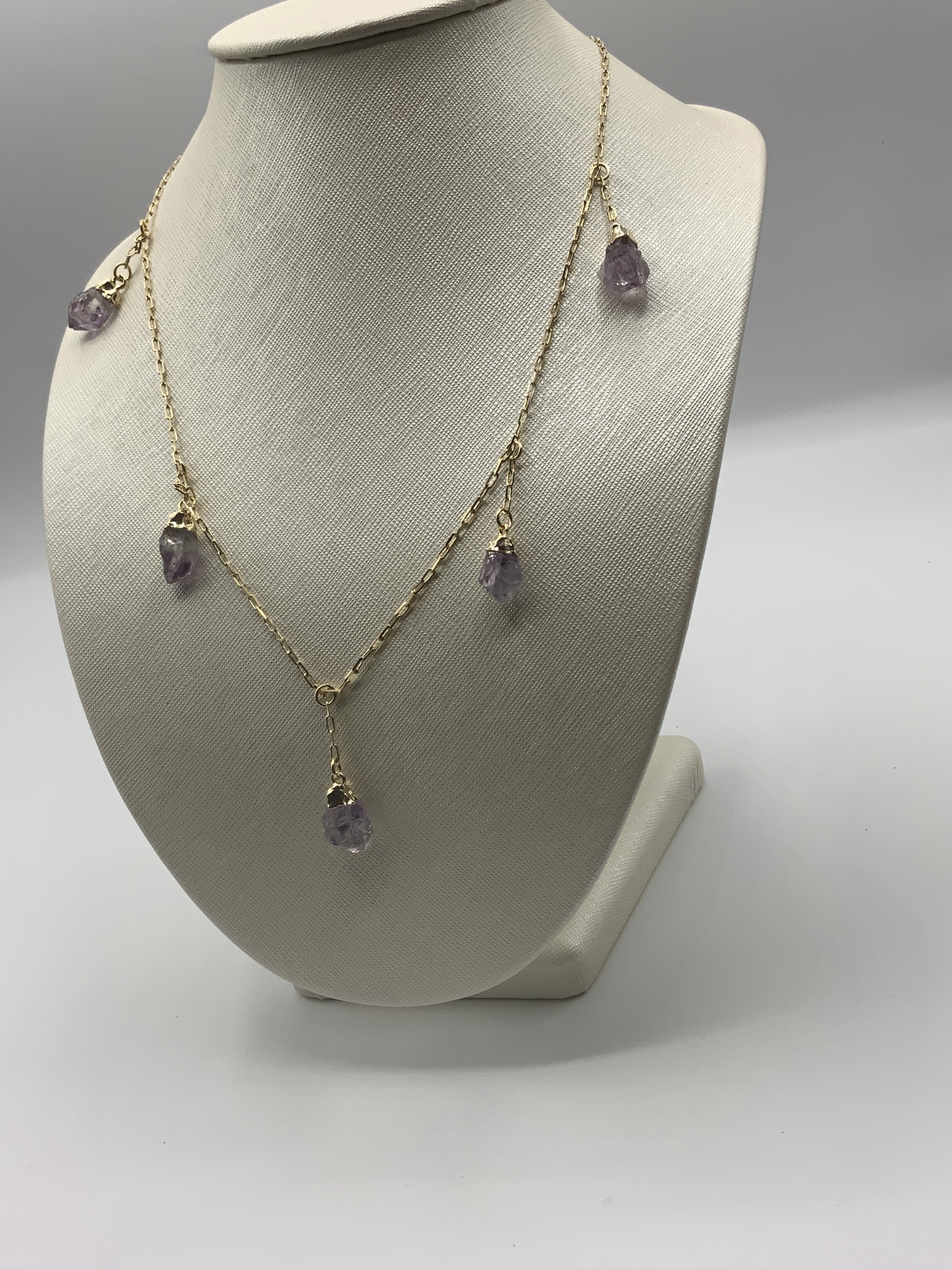 5 Stone Amethyst paperclip chain by M&Co.