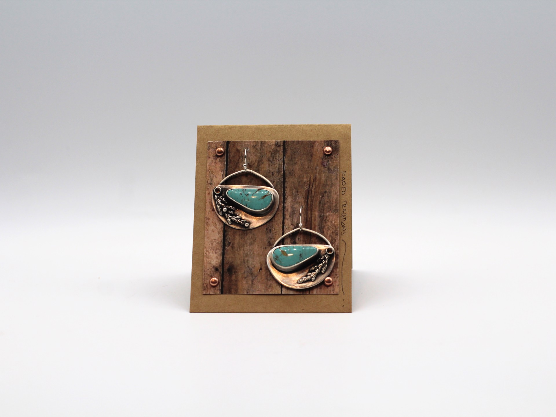 Kingman Turquoise Shield Earrings with Cast Cedar and Citrine by Ashley Hanna