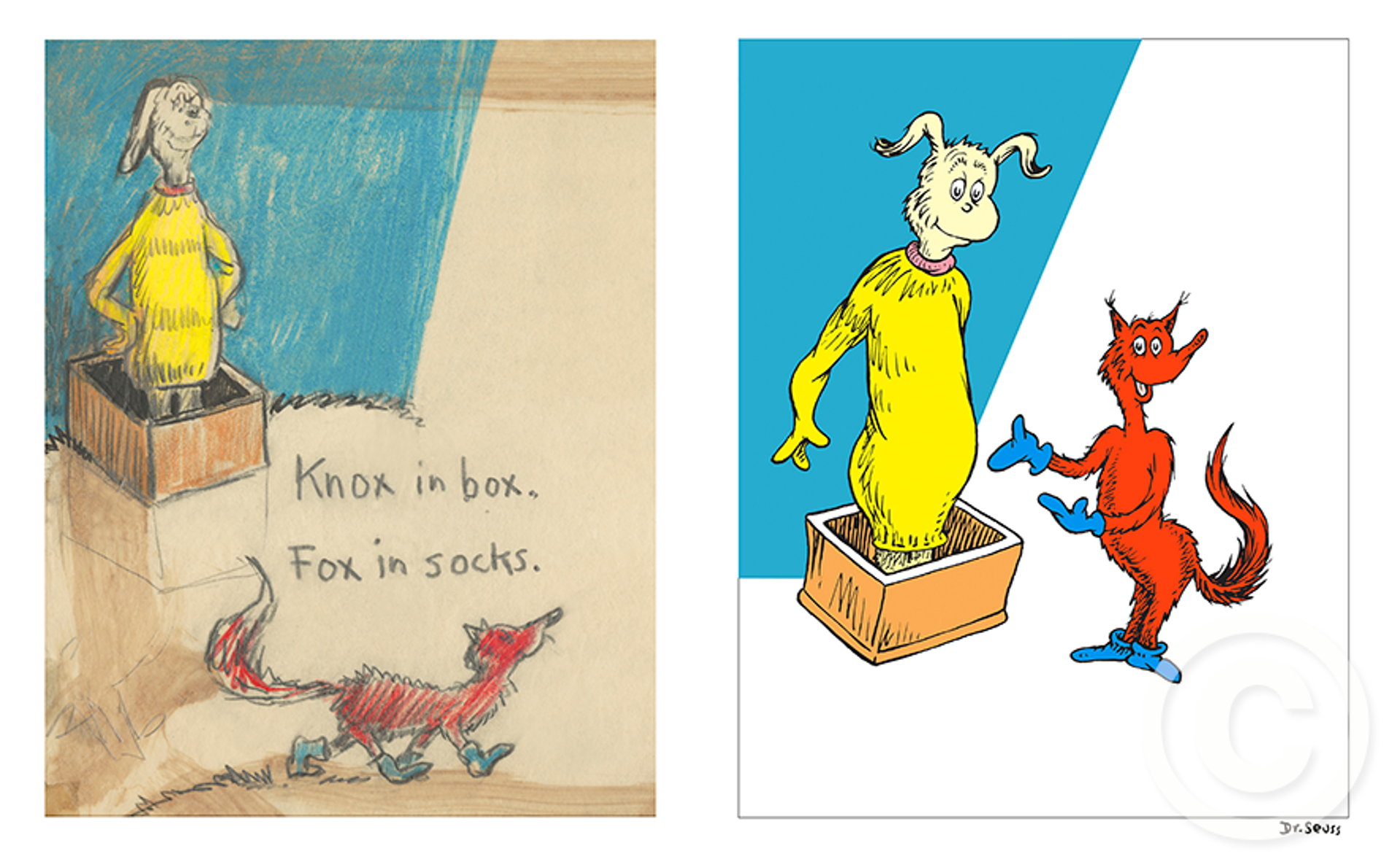 Knox In Box. Fox In Sox (Diptych) by Dr. Seuss