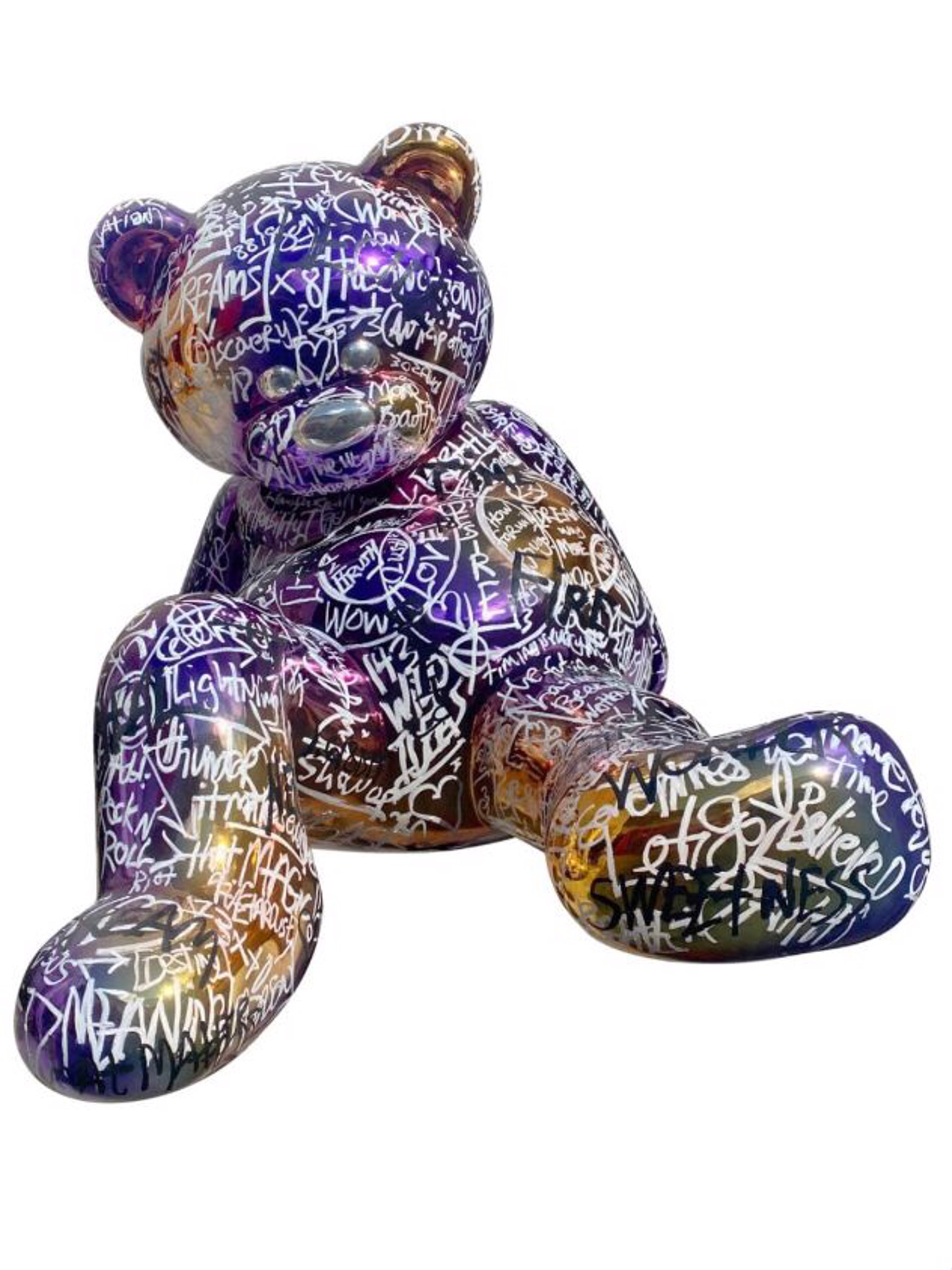 Love Matters | Medium Bear (Purple and Gold) by Brendan Murphy
