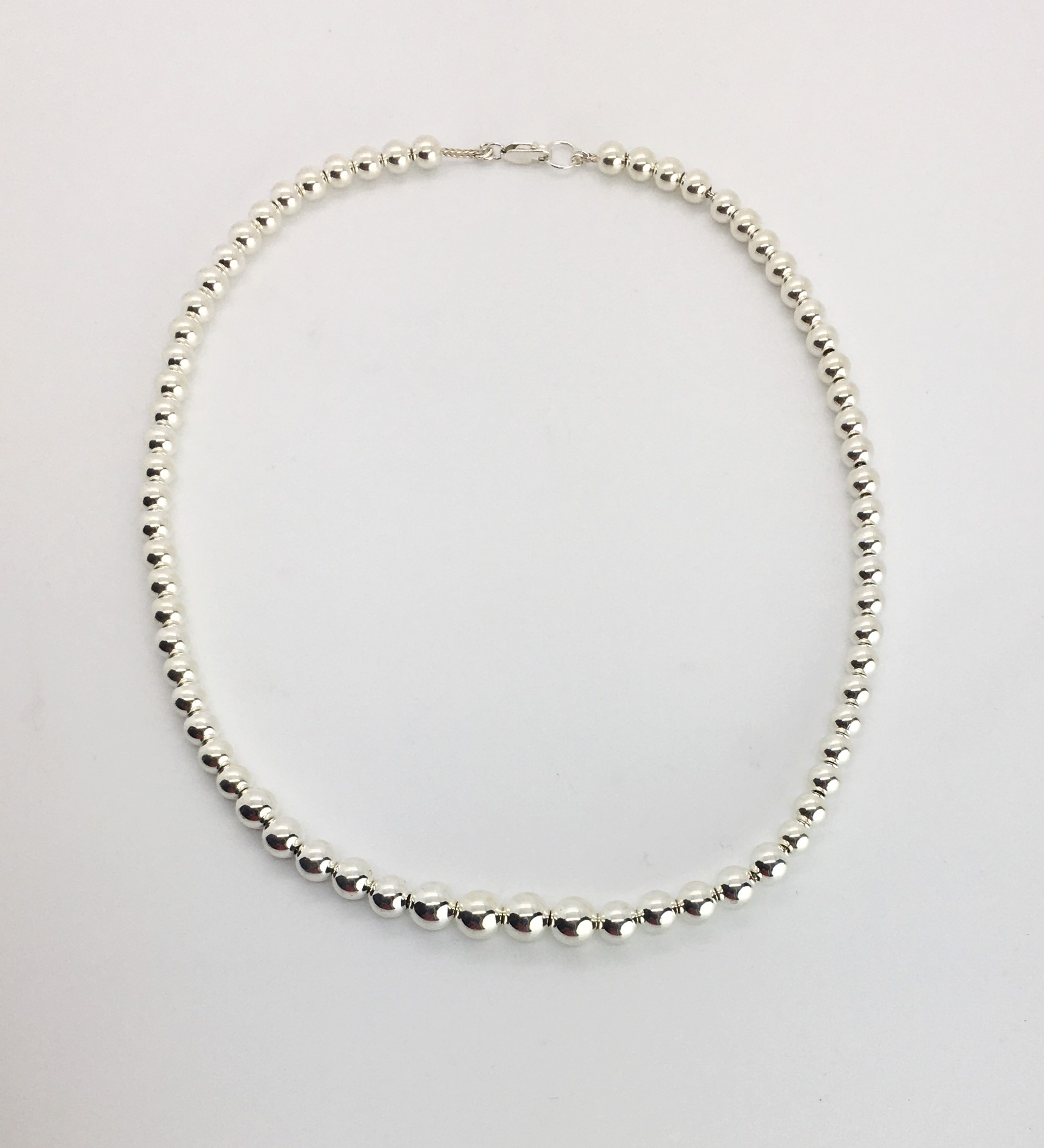 17" Graduated Sterling Silver Beaded Necklace - 6-8mm by Suzanne Woodworth