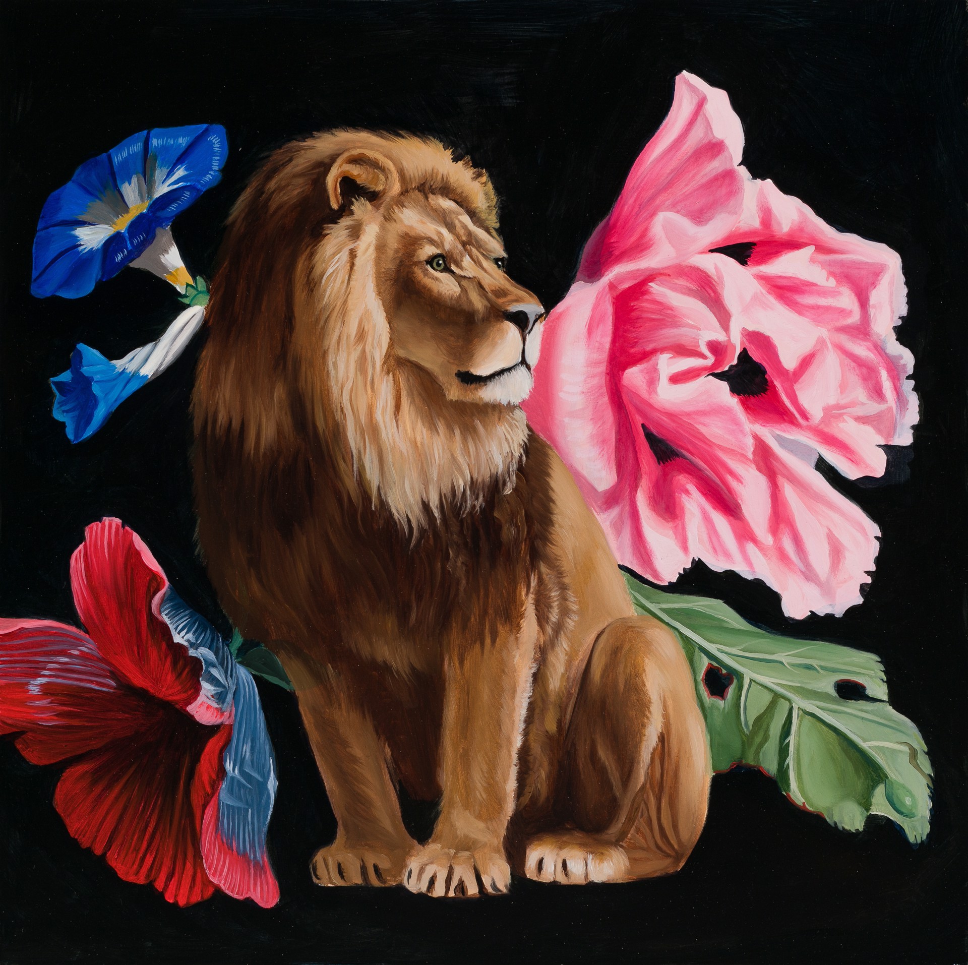 Lion with Flowers by Robin Hextrum