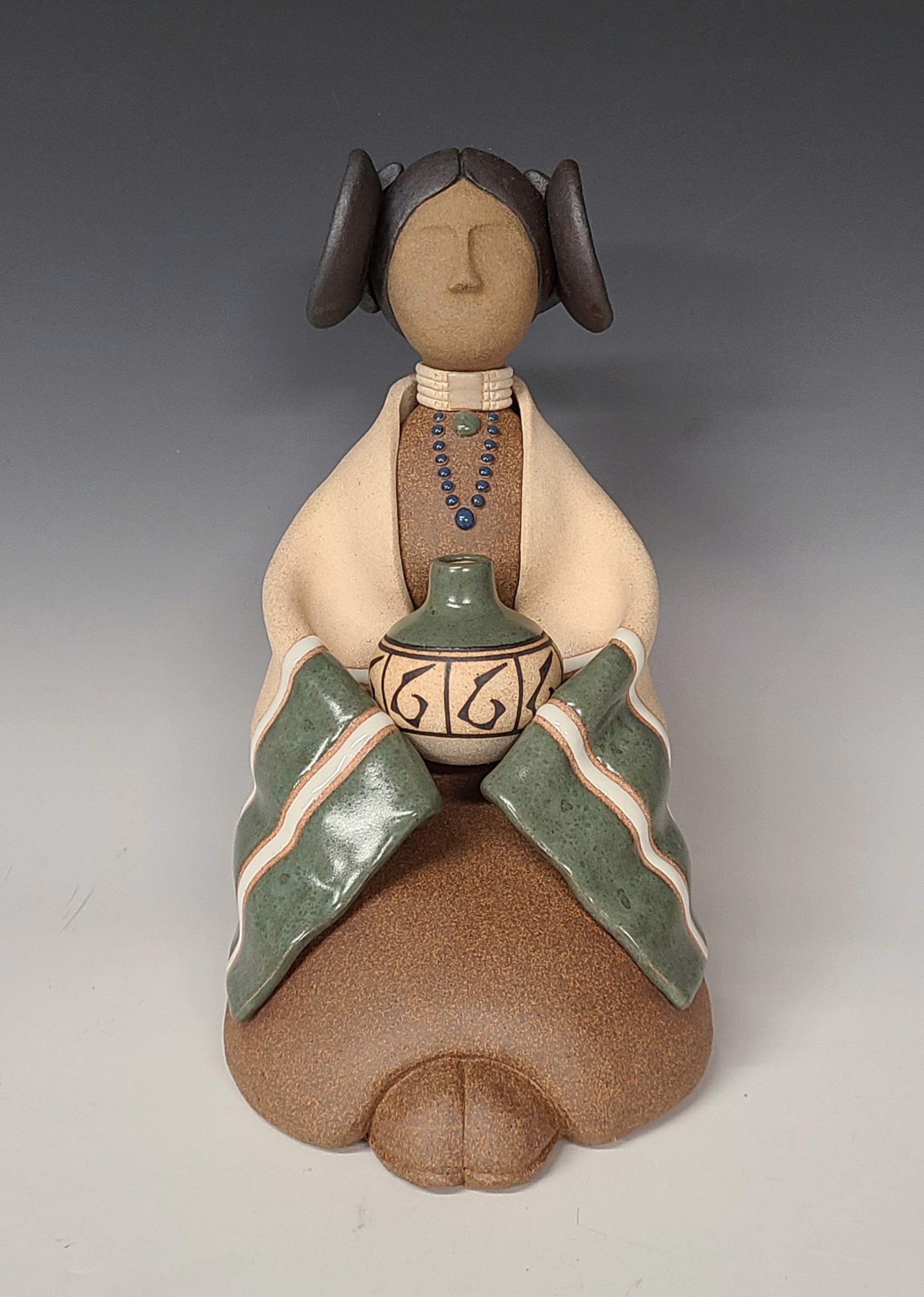 Hopi Maiden Seated-Green by Terry Slonaker