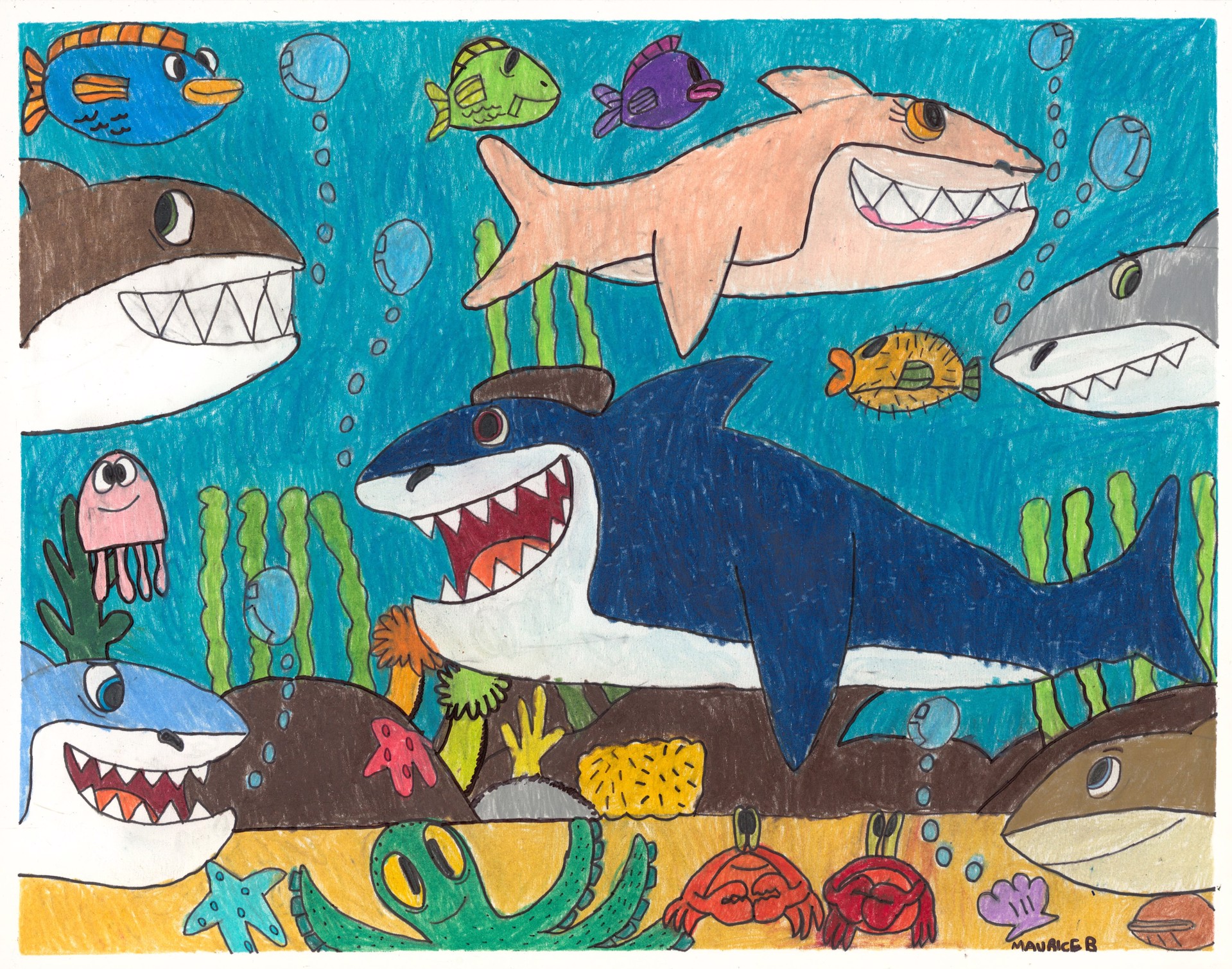 Sharks Under Sea by Maurice Barnes