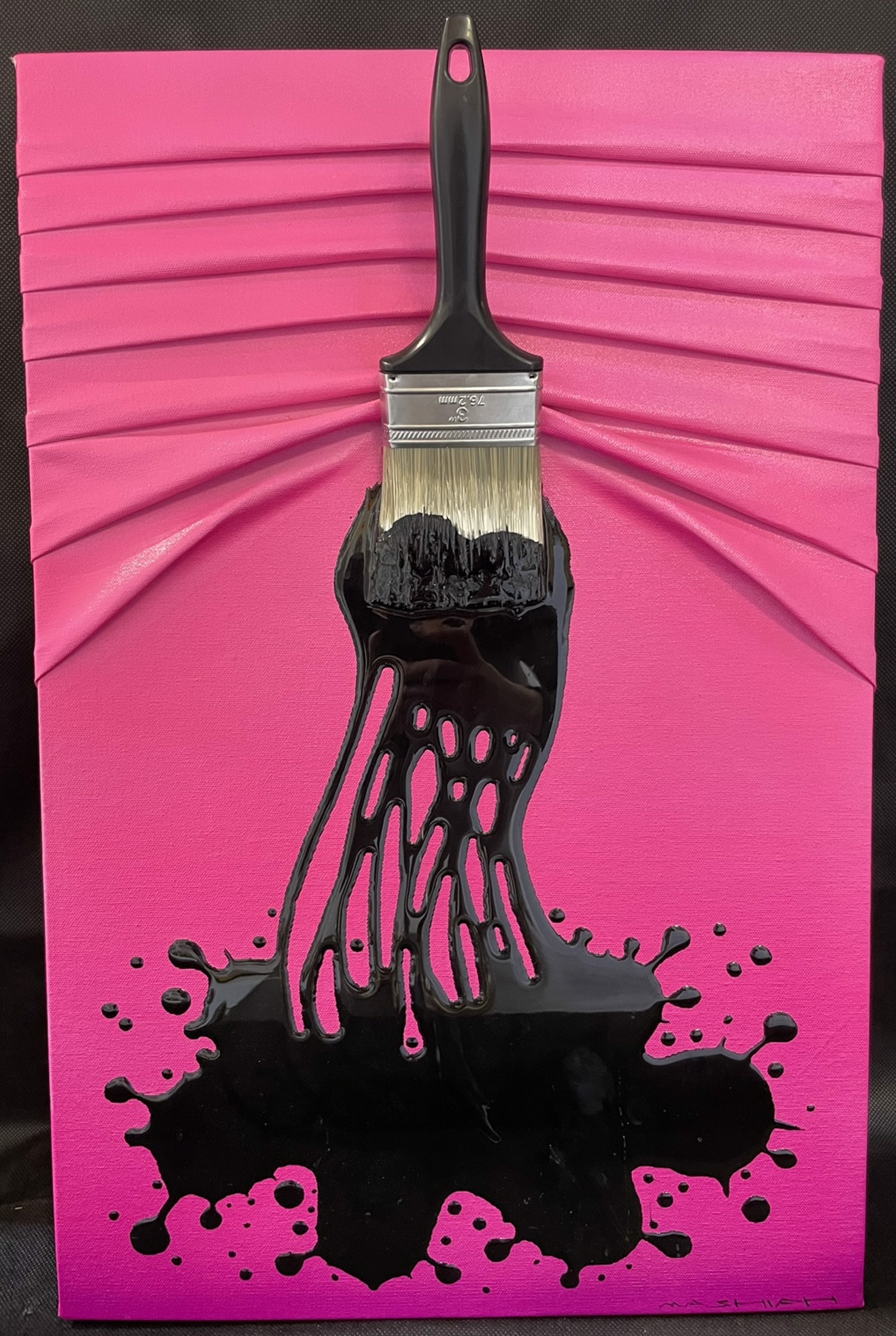 Black Splash on the Pink Canvas by Brushes and Rollers "Let's Paint" by Efi Mashiah