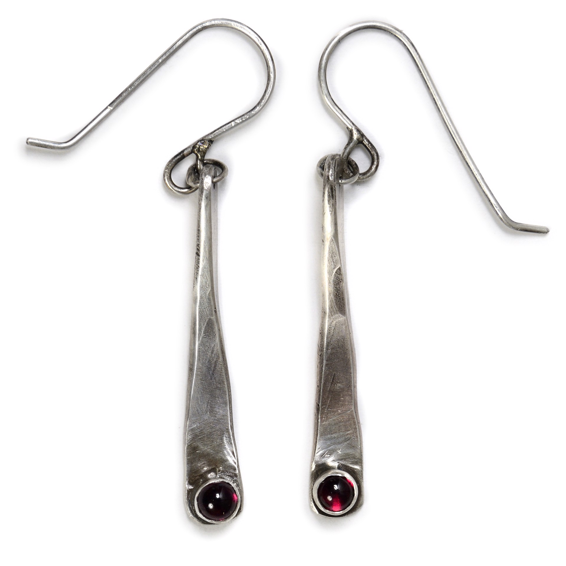 Hammered Wedges with Garnets  Earrings by Beth Aimee