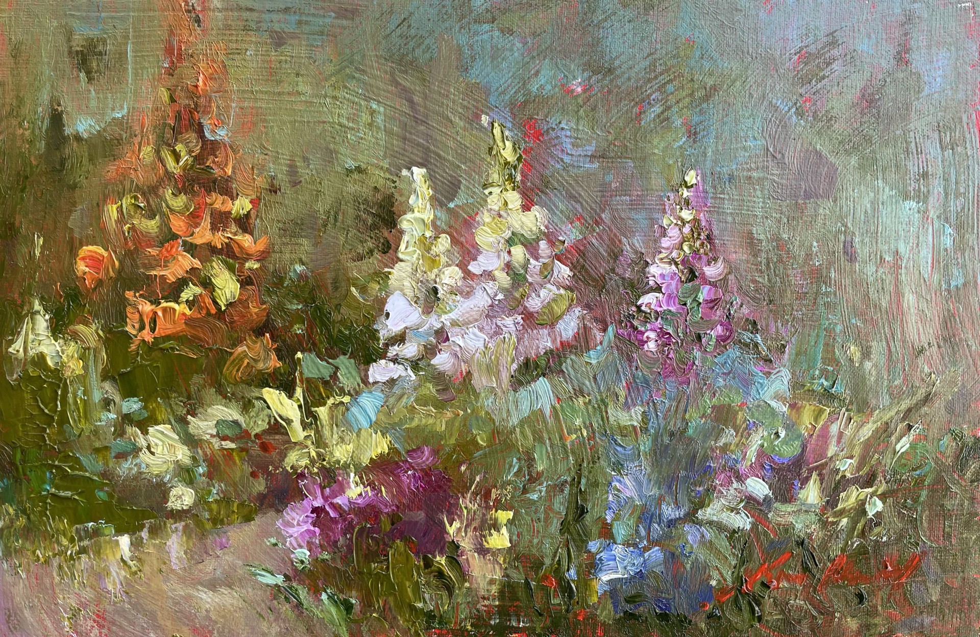 "Spring Garden (at Claudia's)" original oil painting by Karen Hewitt Hagan