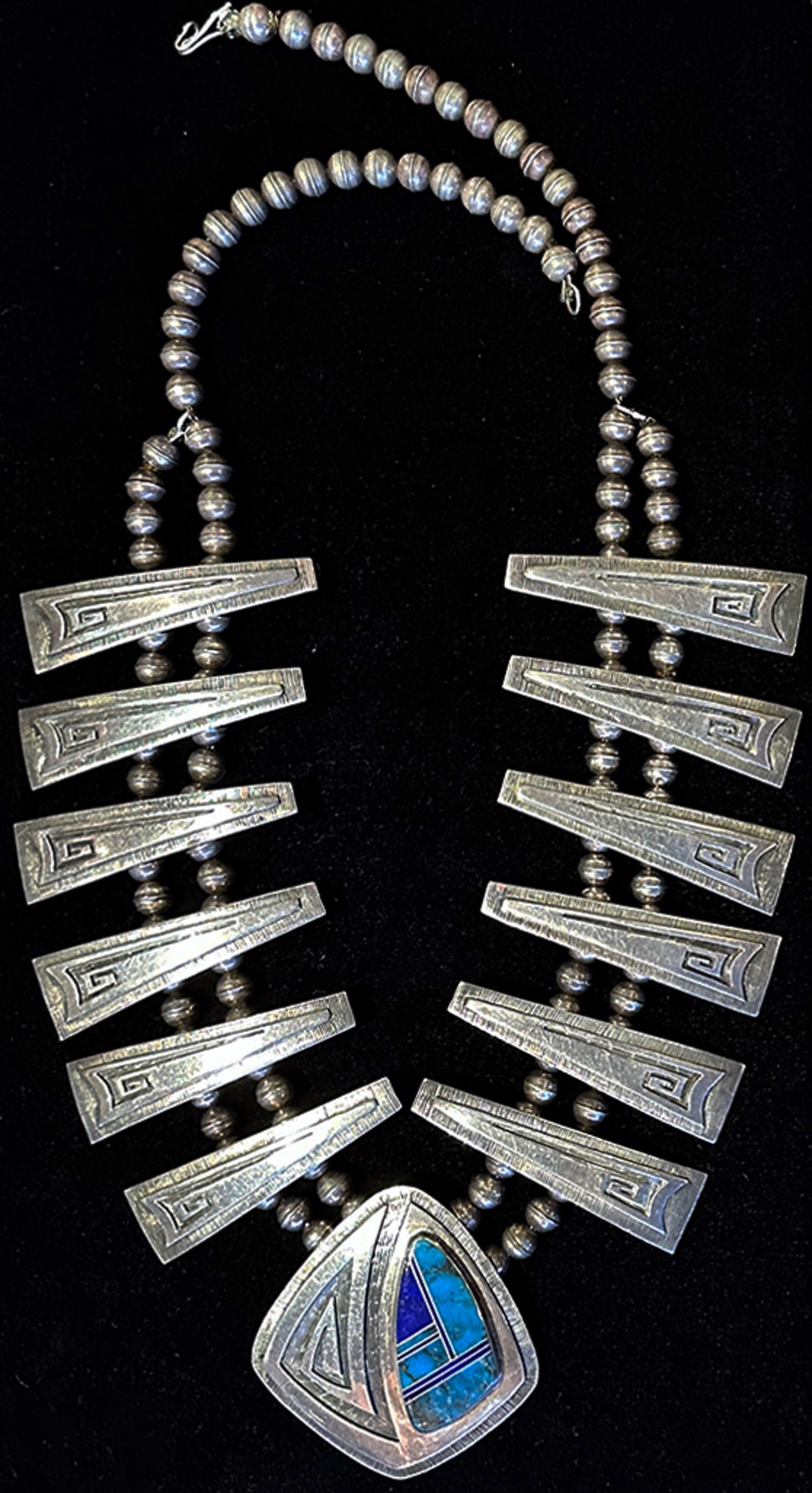 Vintage 1970s Hopi Squash Blossom Necklace and Earrings Set