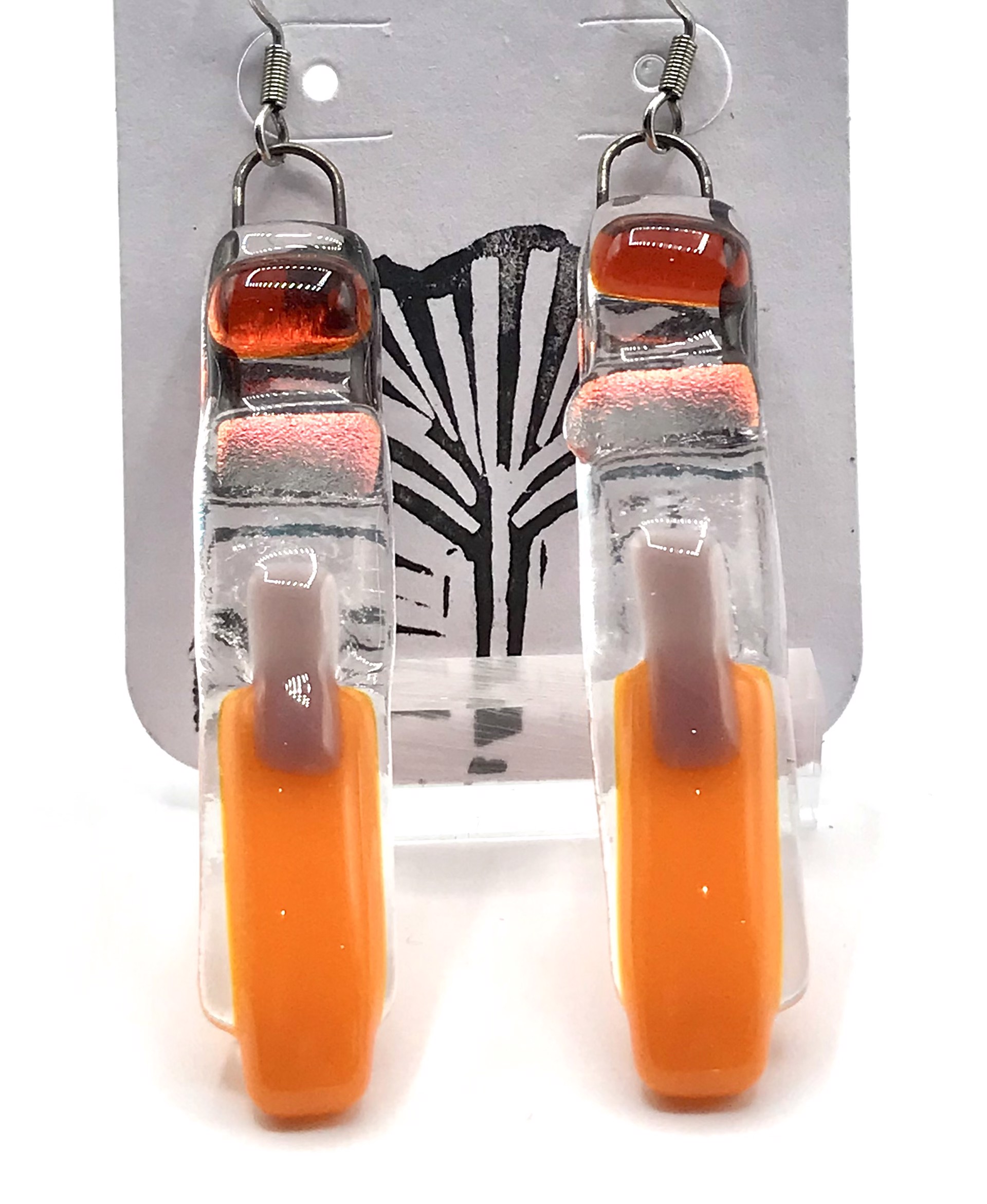 Clear Orange and Purple Earrings by Lucie Wren Cooper