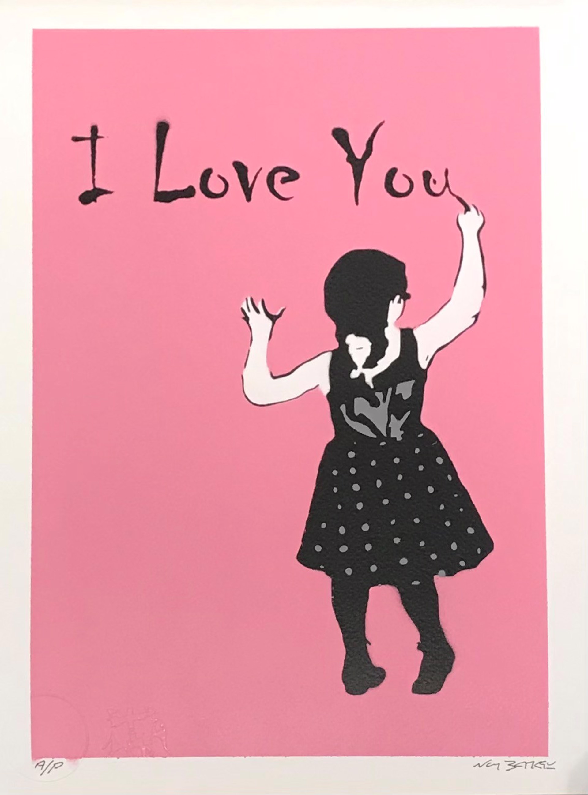 I Love You SOLD (Pink) AP by Not Banksy