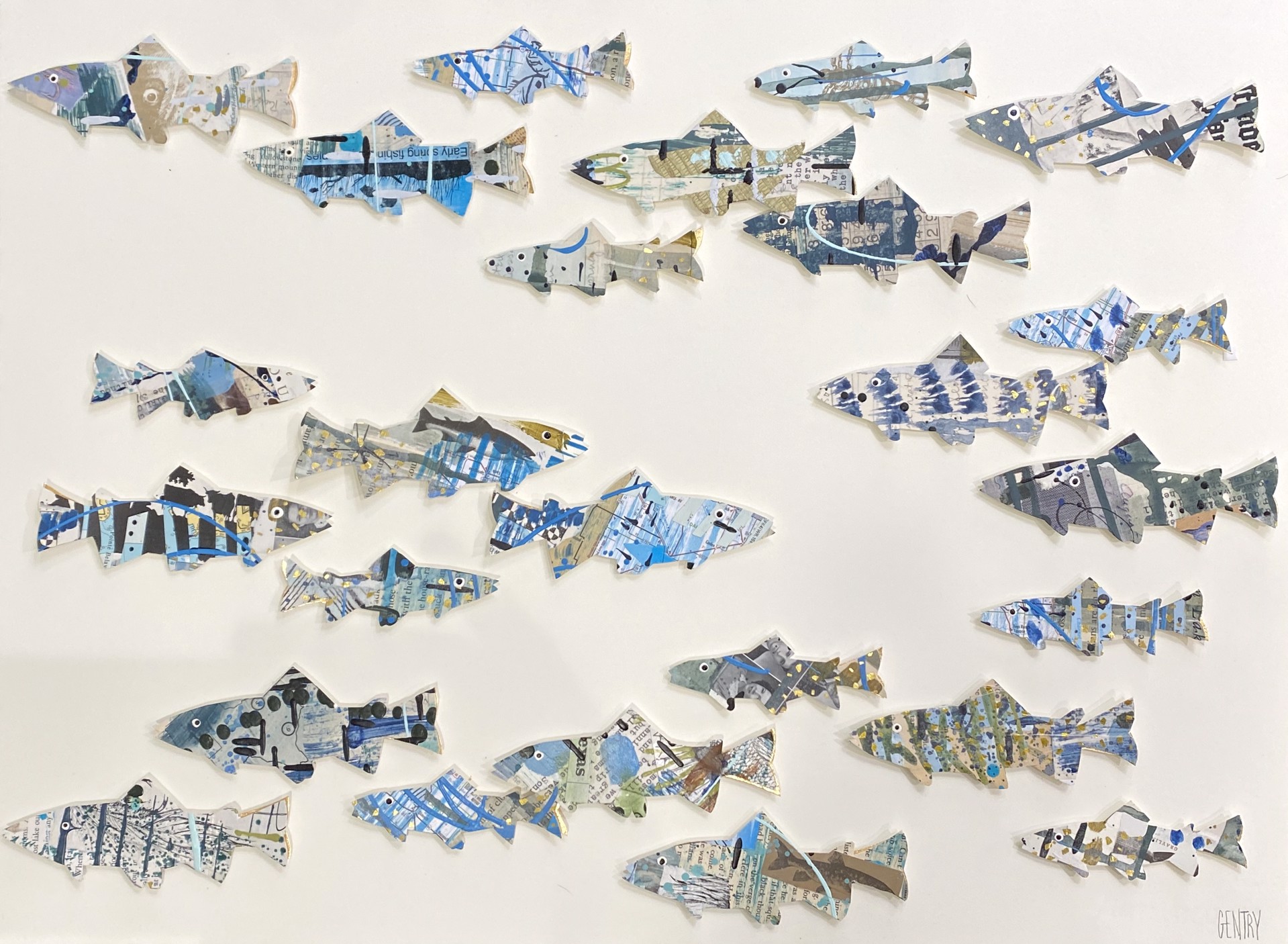 Blue Fish Collage 25 by Sarah Gentry