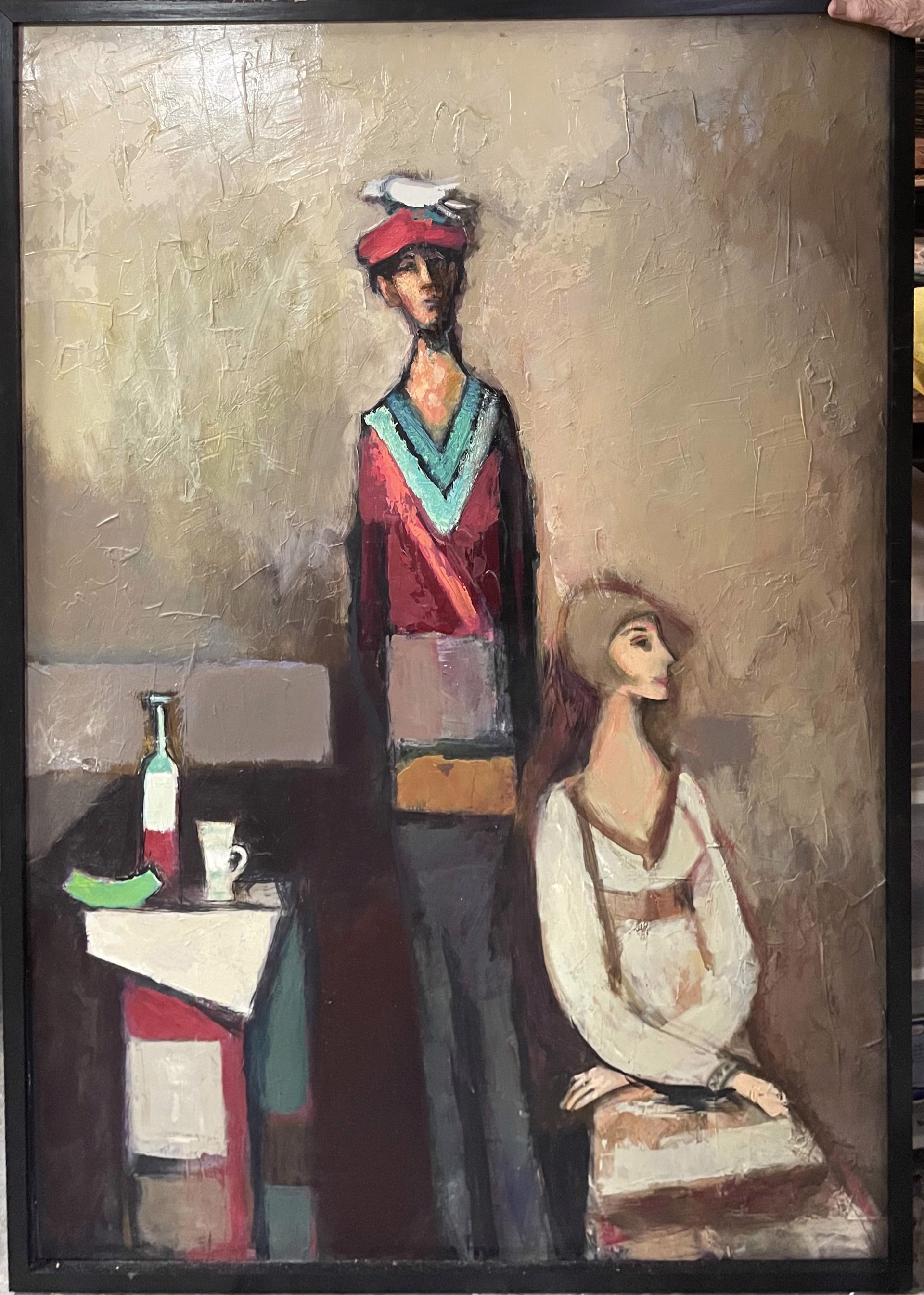 Man & Woman at Table with Bird Friend by David Adickes