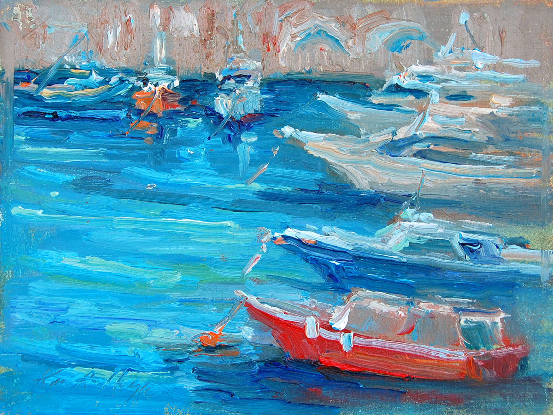Red Boat in Amalfi by Karen Hewitt Hagan