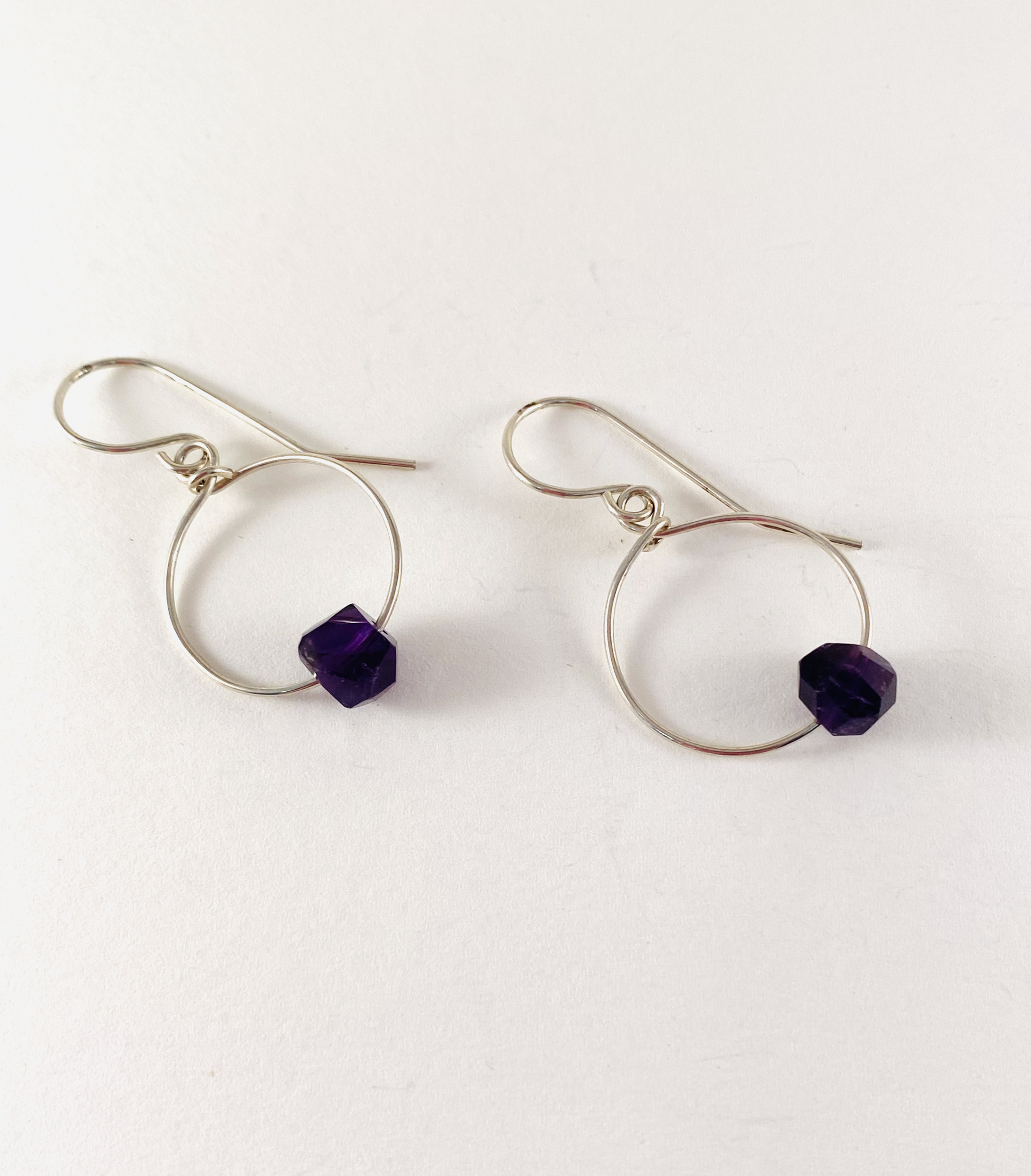 Silver and Amethyst bead Earrings by Shelby Lee - jewelry
