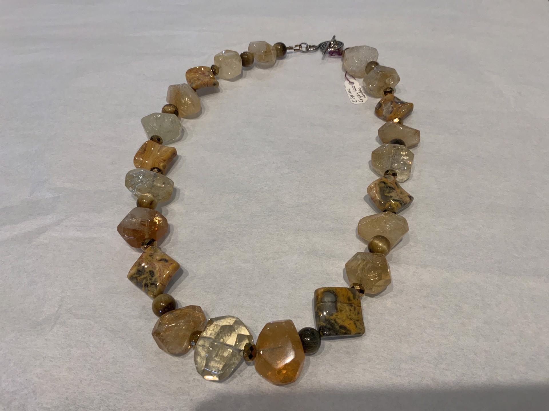 Citrine and Crazy Lace Agate Necklace by Anissa Roland