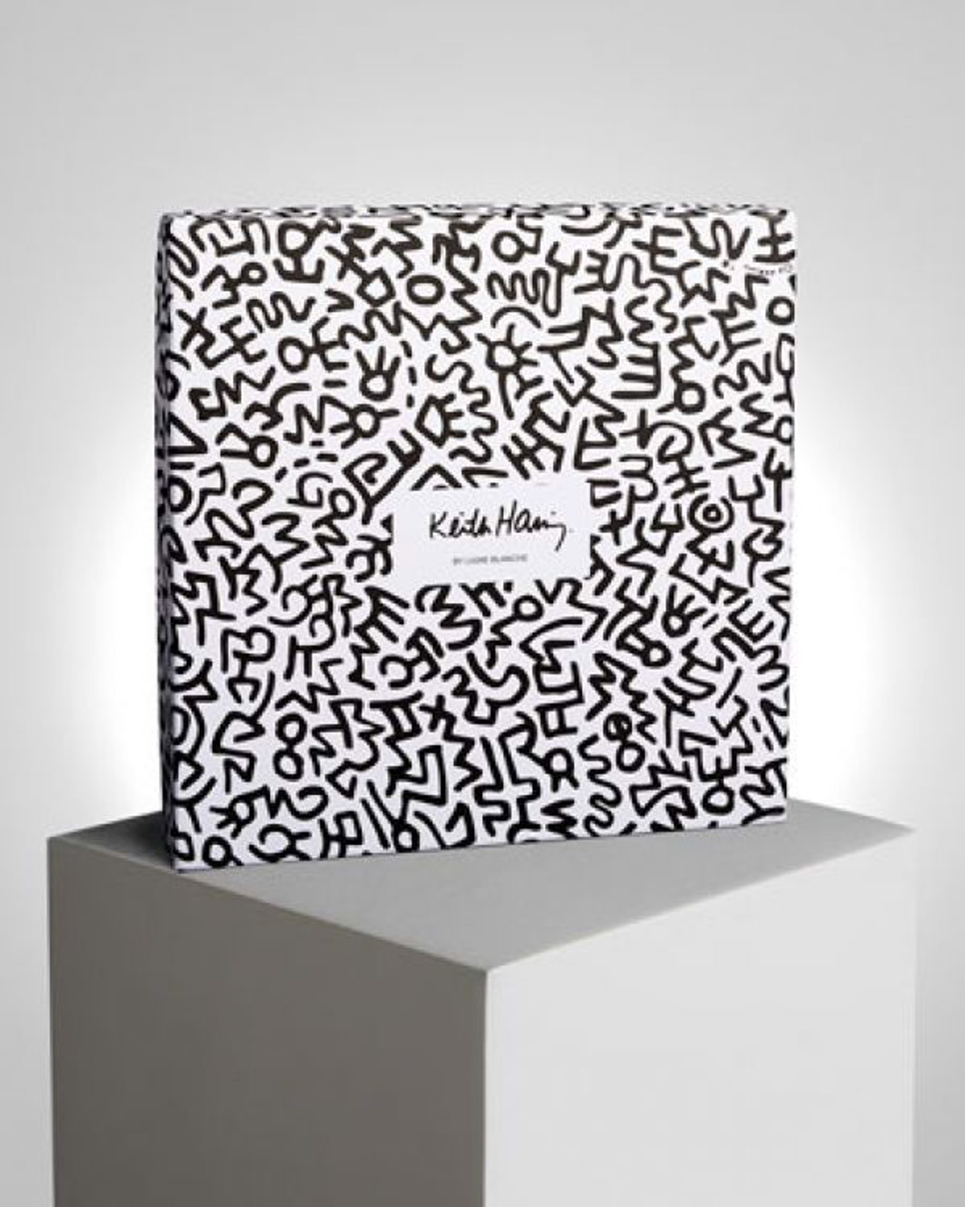 White on Red Plate by Keith Haring