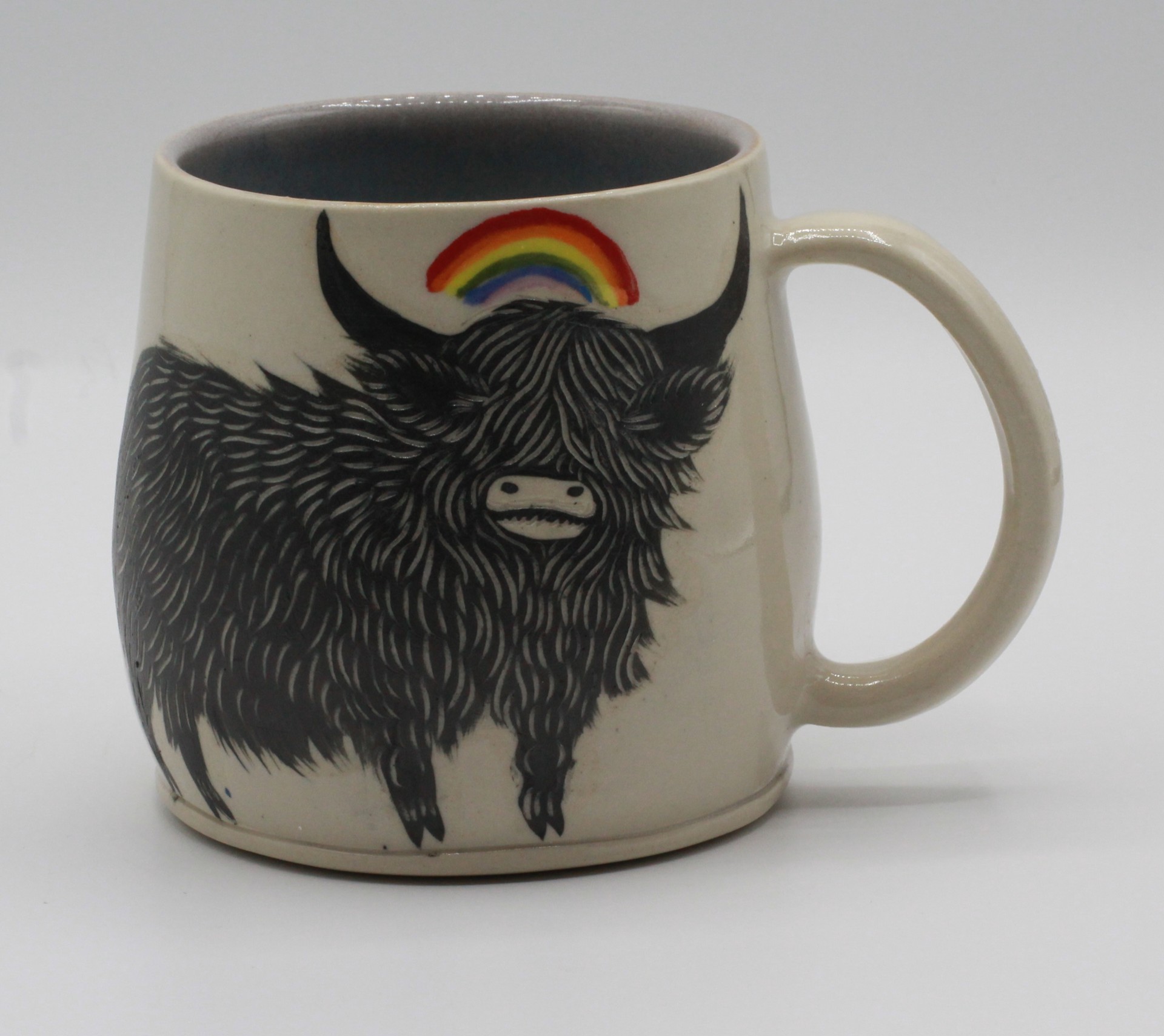 Highland Cow w/ Rainbow Handle Mug by Christine Sutton