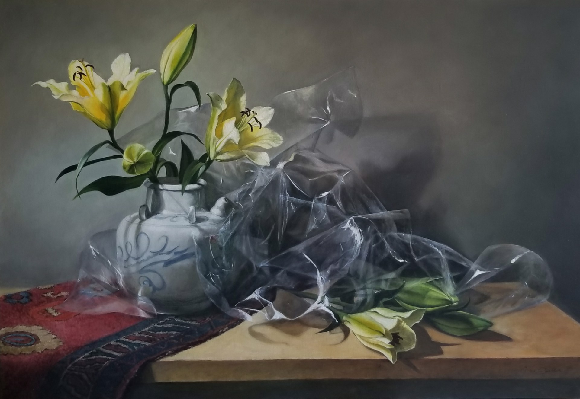 Oriental Lilies and Cellophane by Cora Ogden
