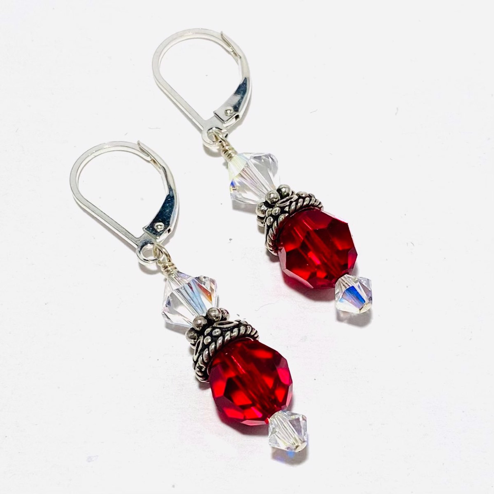SHOSH22-66 Red Swarovski Crystal Earrings by Shoshannah Weinisch