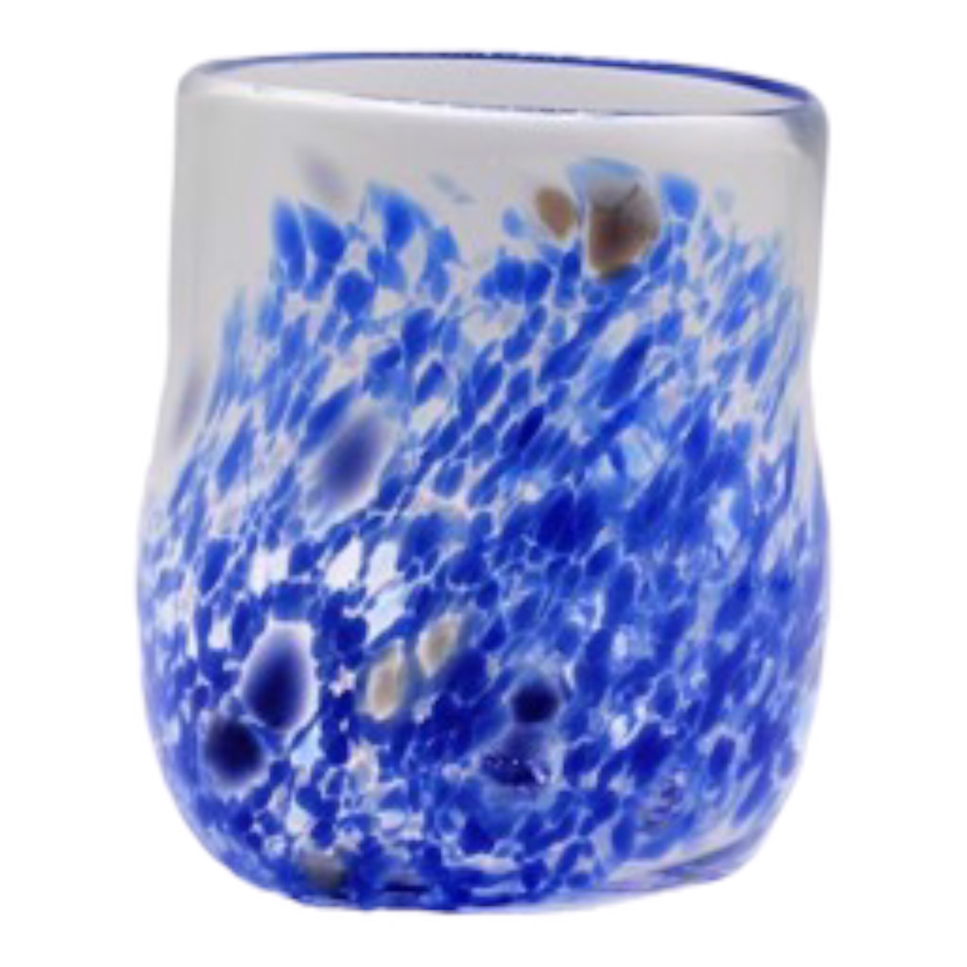 Flat Bottom Hand Blown Glass Cup - Royal by Katie Sisum