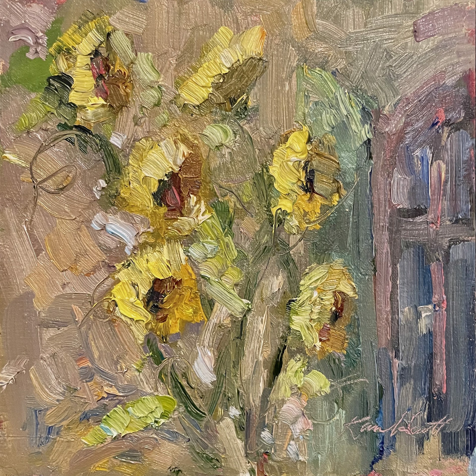 "Sunflowers, Southwest France" Original oil painting by Karen Hewitt Hagan