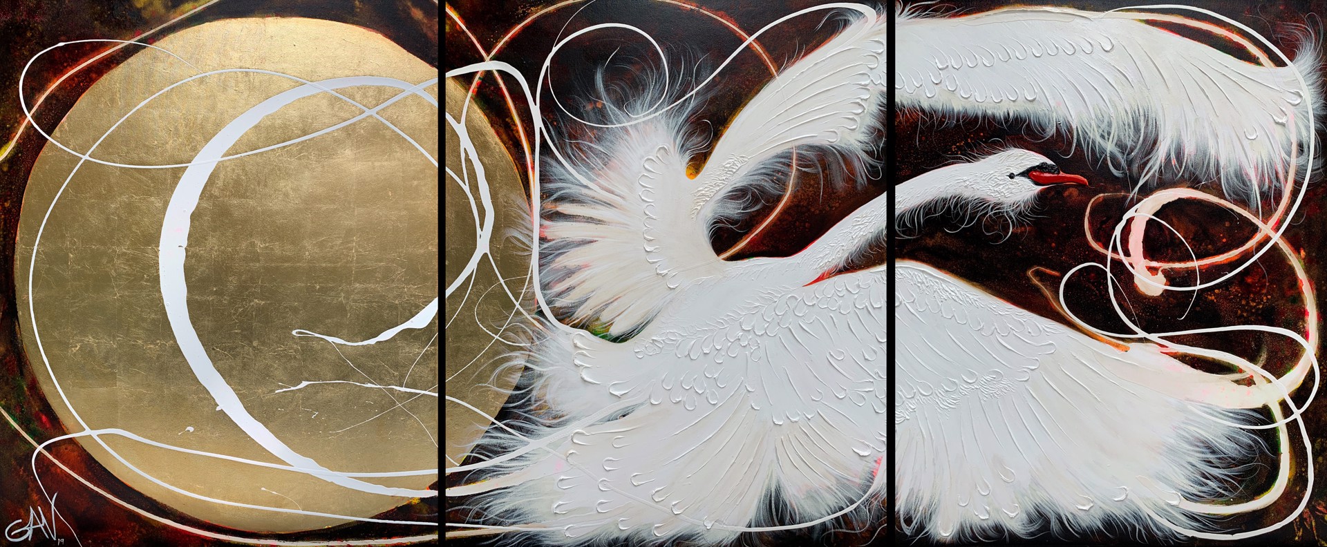 White Swan (Triptych) by Gav Barbey