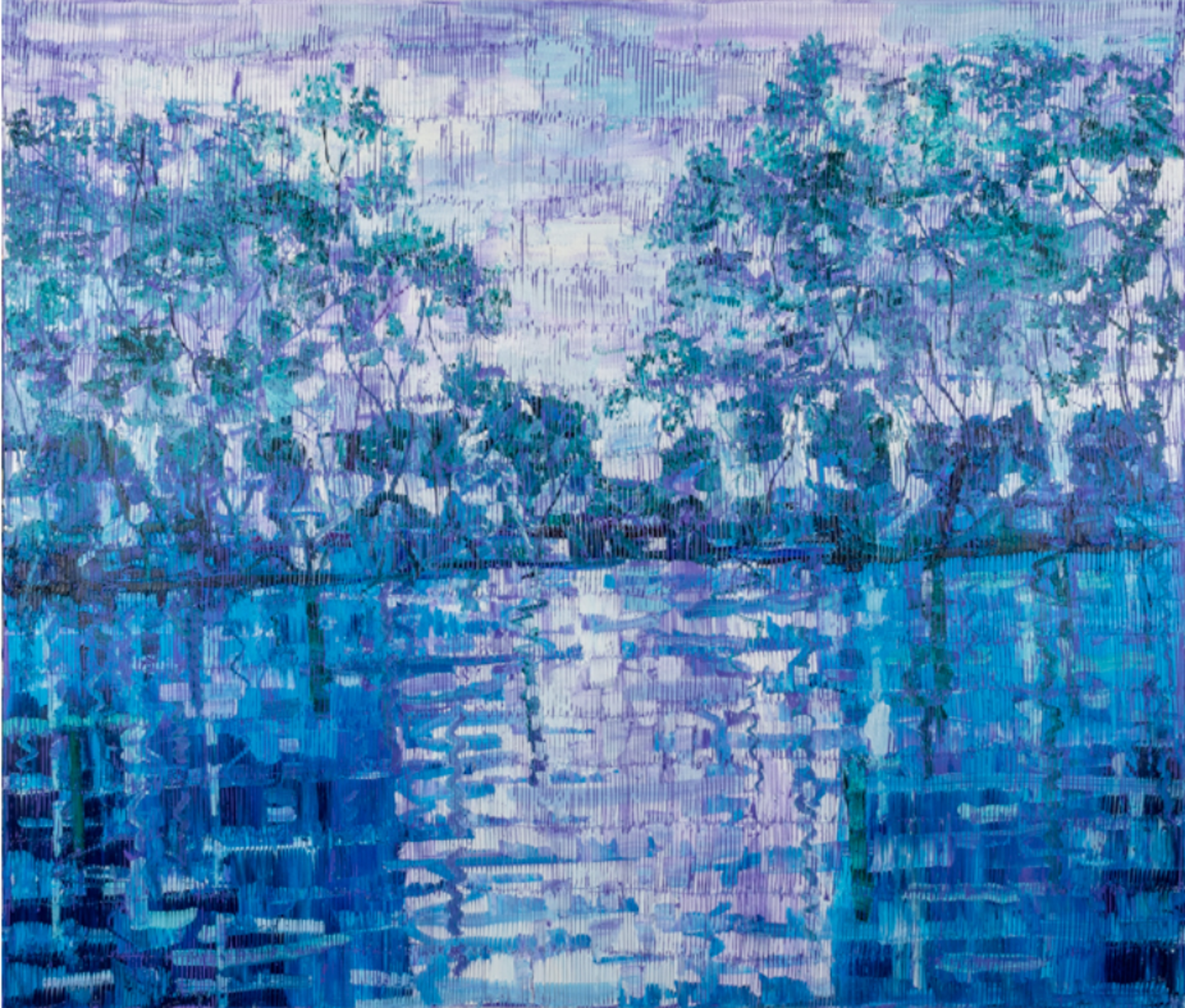 Hunt Slonem Art For Sale - Hunt Slonem Bayou Blue Oil On Canvas60 x 70 in
