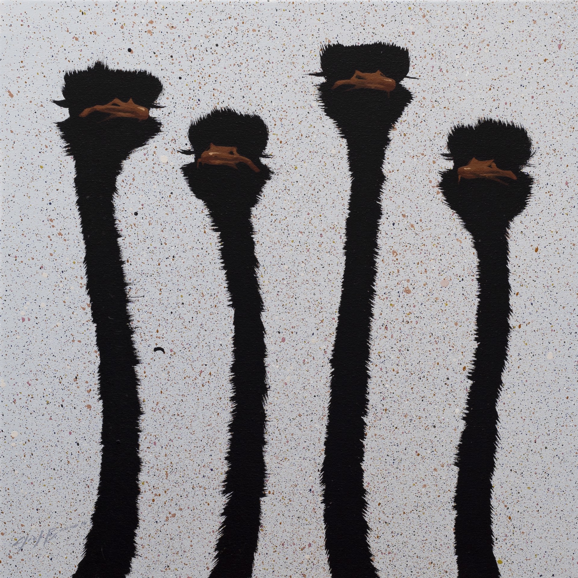 Four Brown Ostrich On Sprinkles by Josh Brown