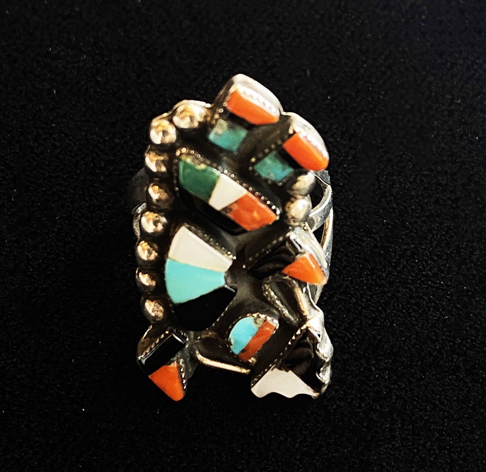 Multistone Zuni Rainbow Dancer Ring by Artist Unknown Windsor Betts
