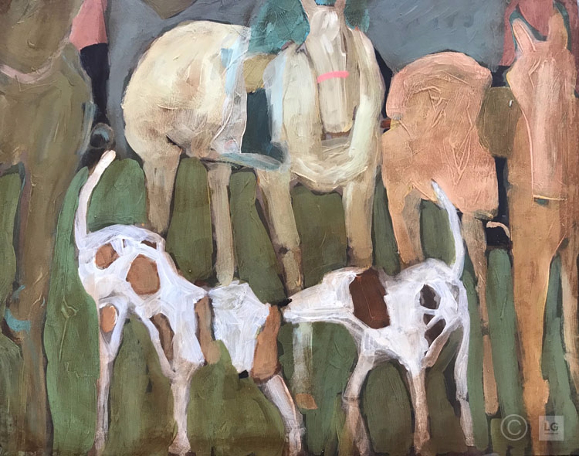 Two Young Hounds Entering the Pack, 2021 by Rachael Van Dyke
