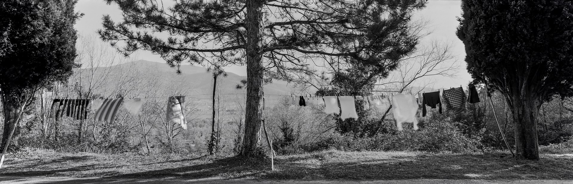 Wash on the Line Drying in the Valley Winds, On a Walk Up the Hill, Castiglion Fiorentino, Italy by Lawrence McFarland