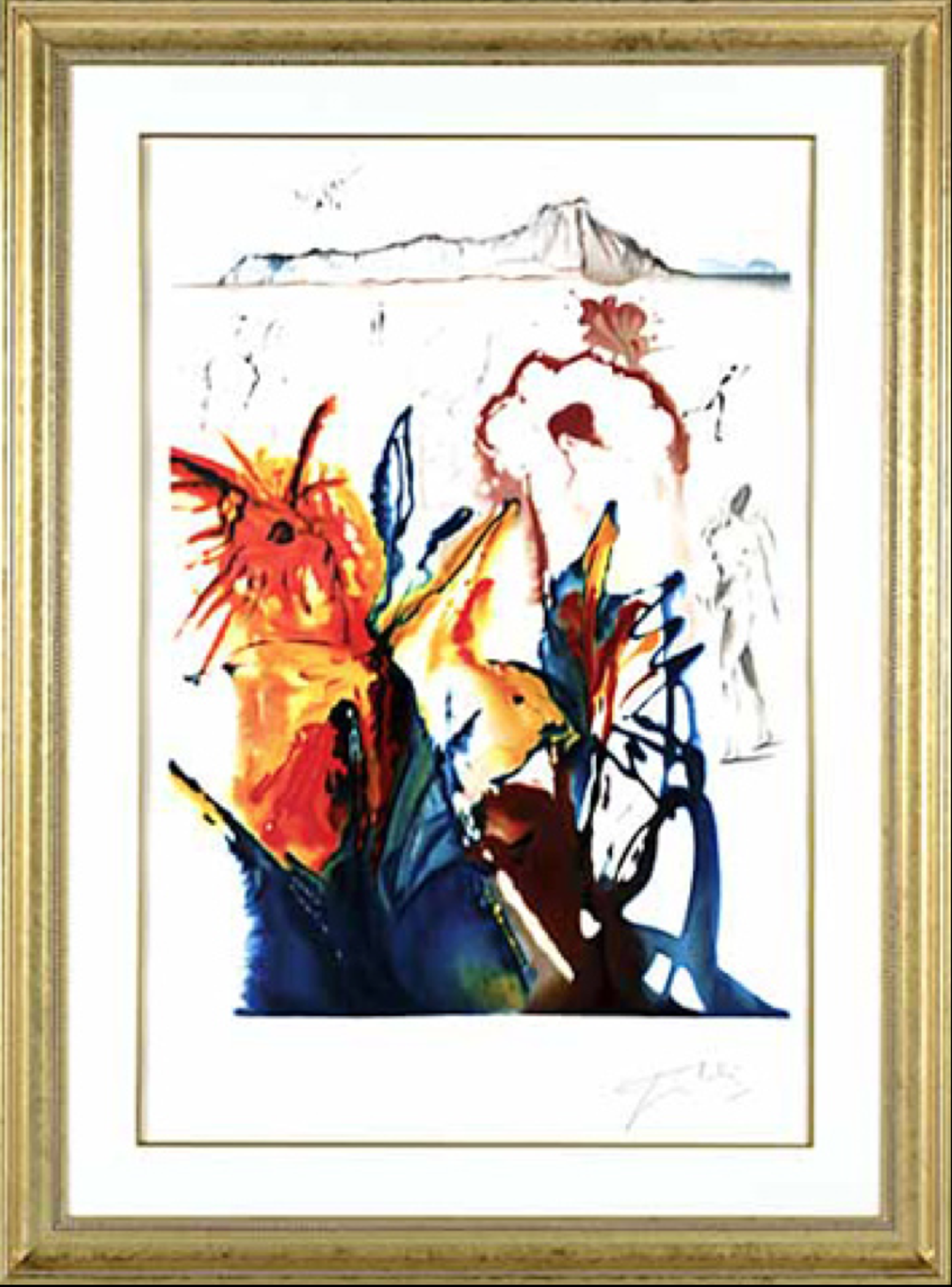 "The Mystery of Diamond Head"   Hand Signed Lithograph by Salvador Dali