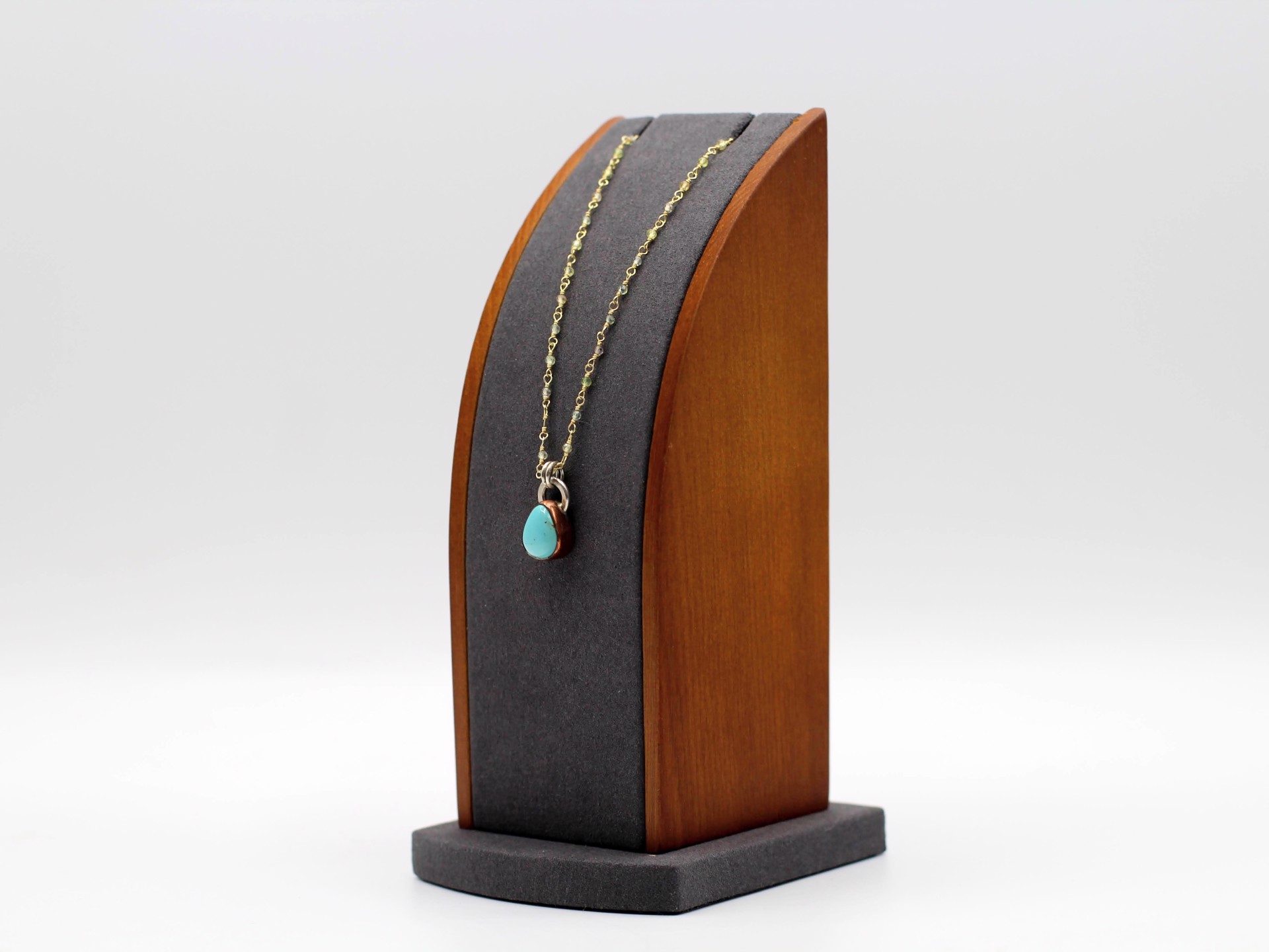 Red Mountain Turquoise Charm Necklace with Parti Sapphire by Emily Dubrawski