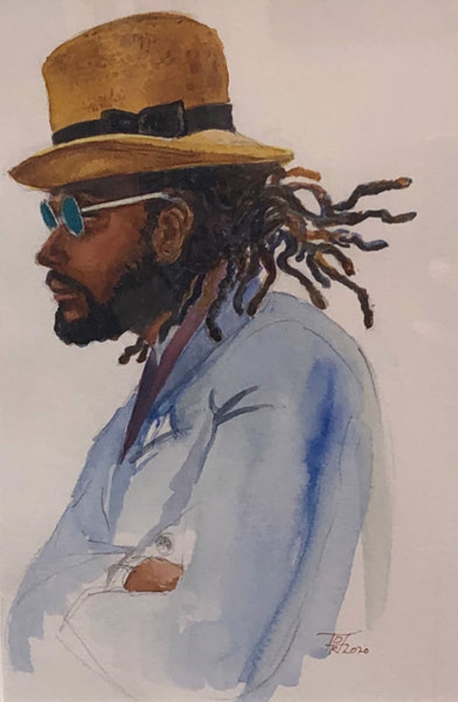 Listening Man (Watercolor) by Daryl Royster Alexander