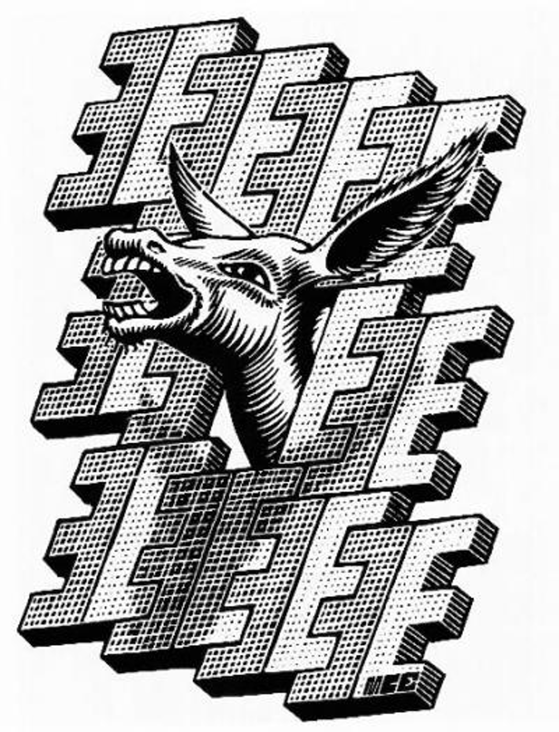 E is for Ezel (Donkey) by M.C. Escher