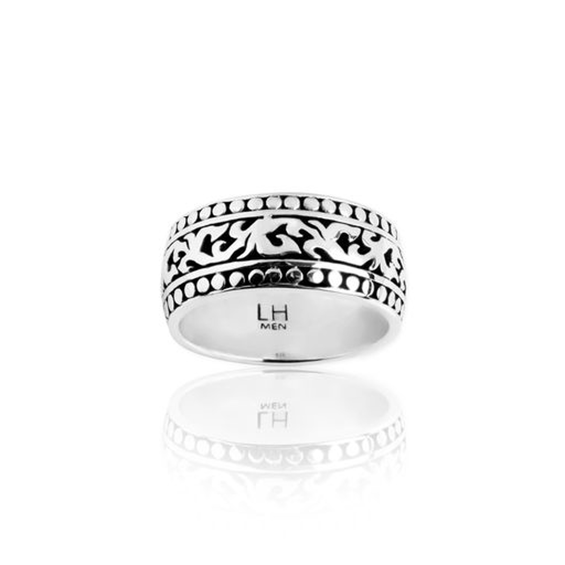 7005 Sterling Silver Men’s Ring with Design and Dot Halo by Lois Hill
