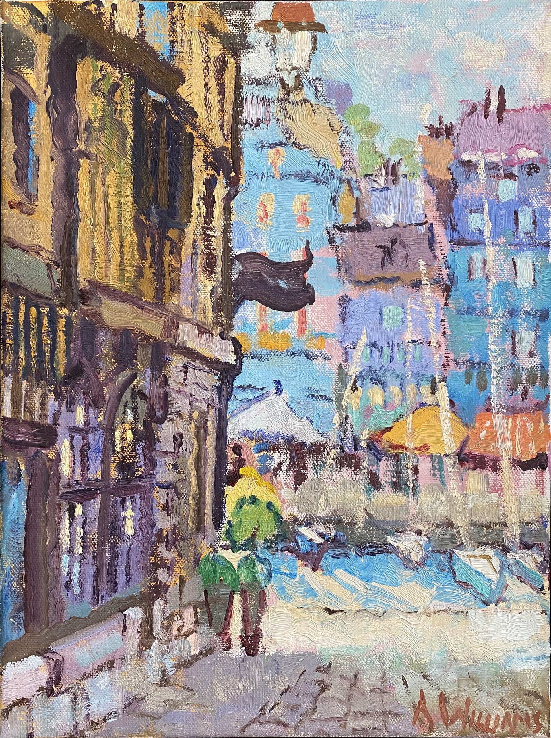 "Side Street of Honfleur" original oil painting by Alice Williams