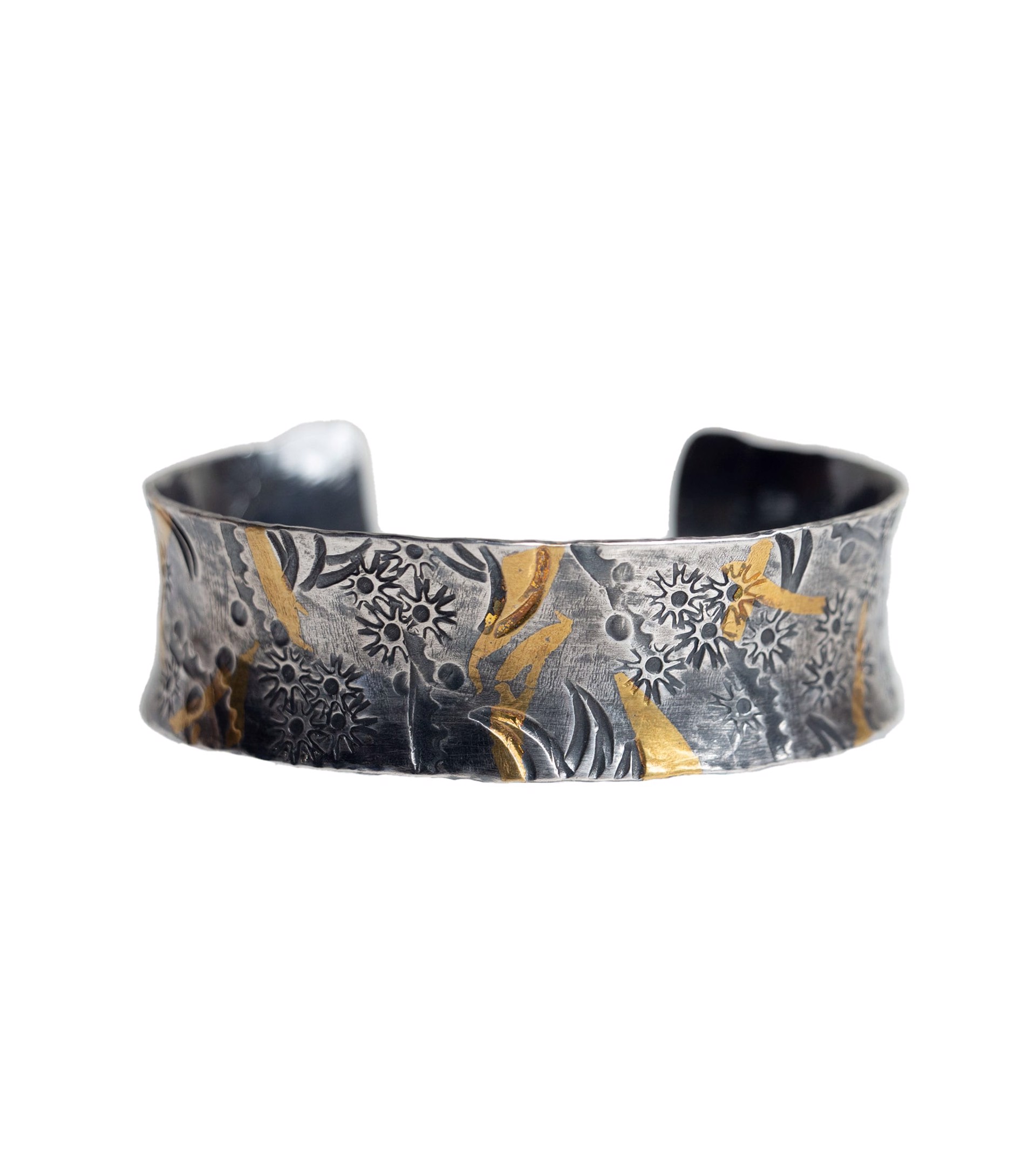 Keum Boo Cuff with Floral Pattern by Karla Hackman