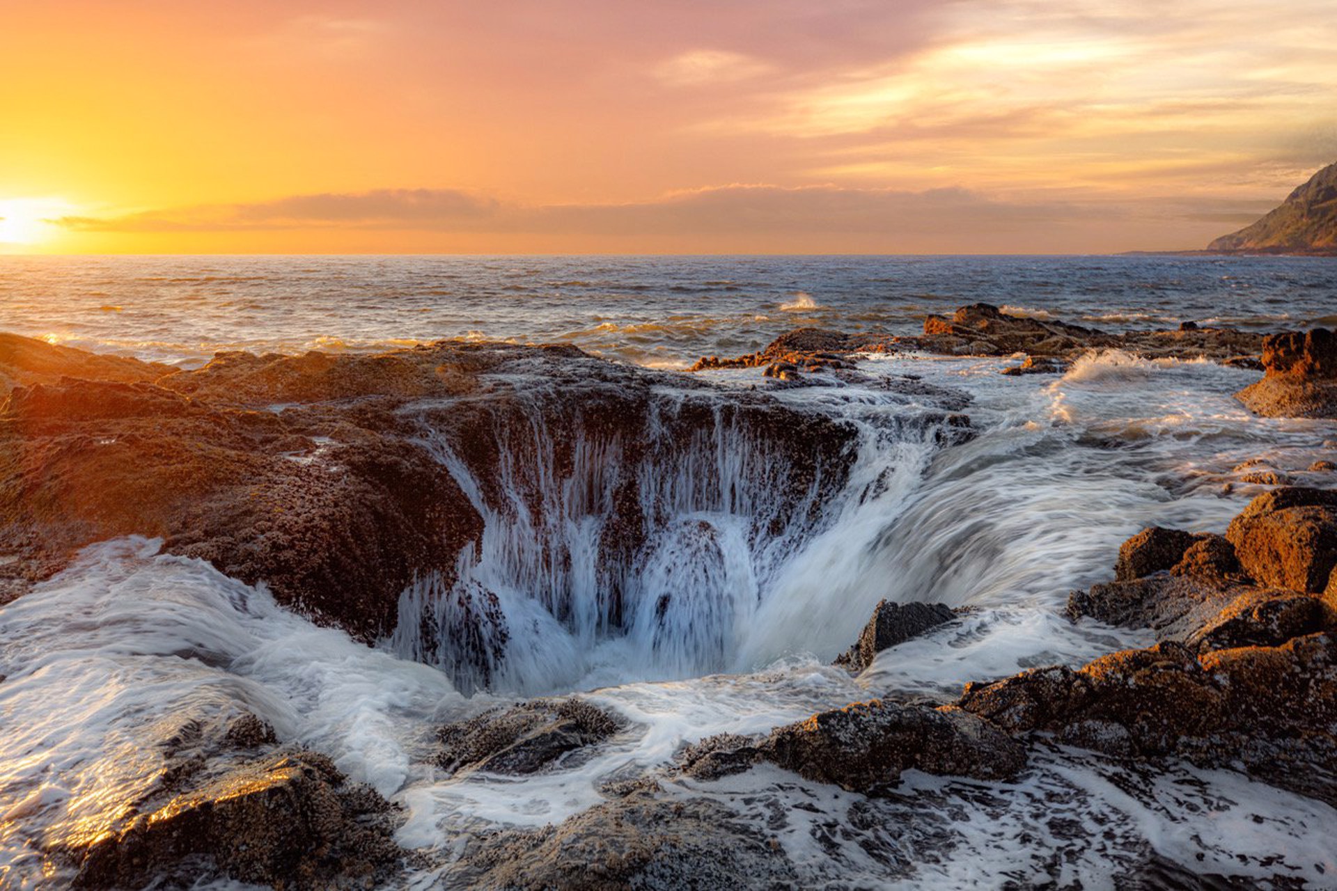 Sunset, Thor’s Well by Tim Truby