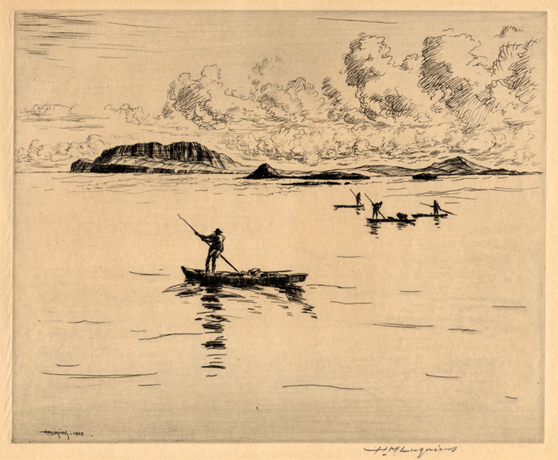 Squid Fishermen, Kaneohe Bay by Huc Mazelet Luquiens